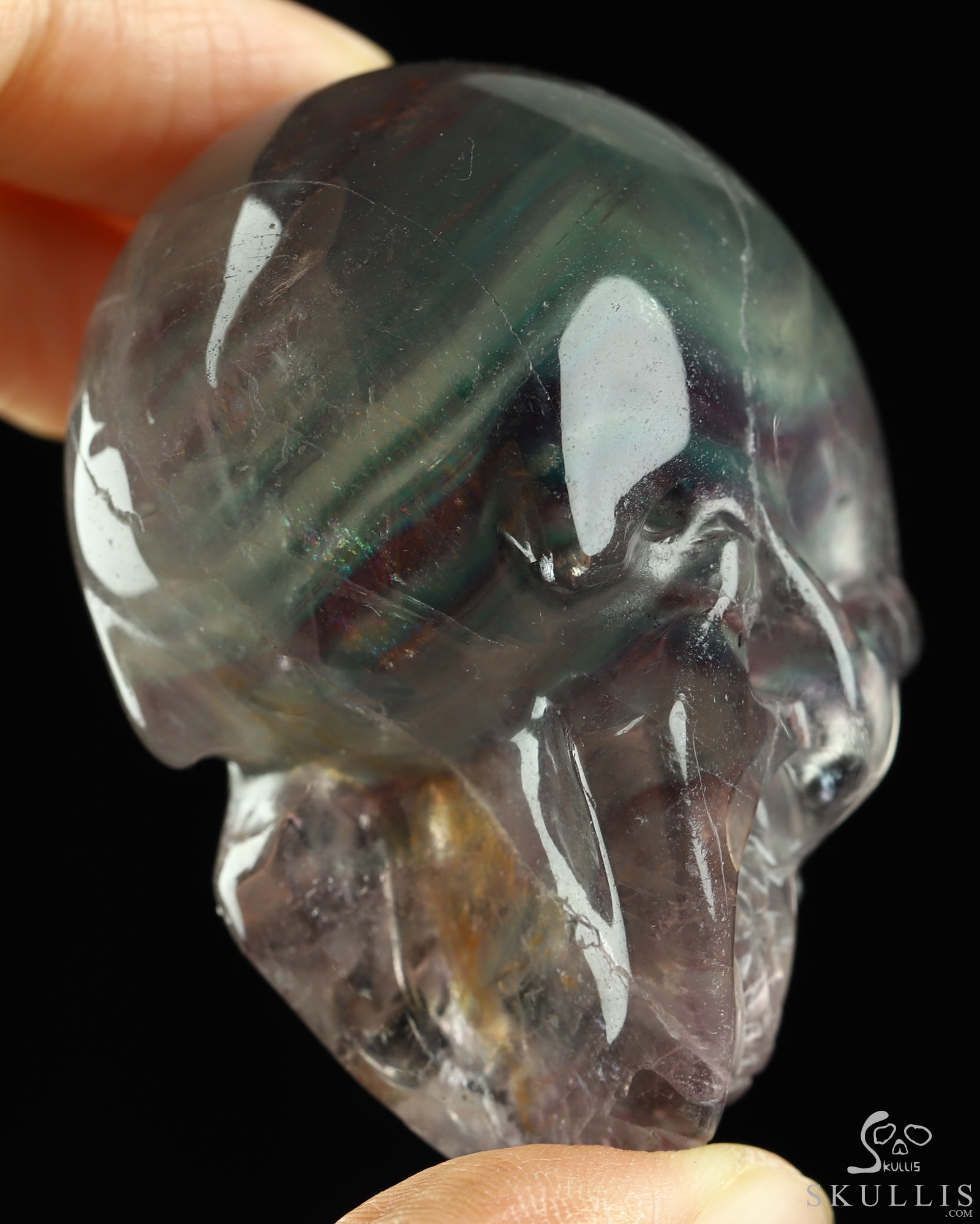 2.1" Fluorite Hand Carved Crystal Skull, Realistic, Crystal Healing 2.1" Fluorite Hand Carved Crystal Skull, Realistic, Crystal Healing