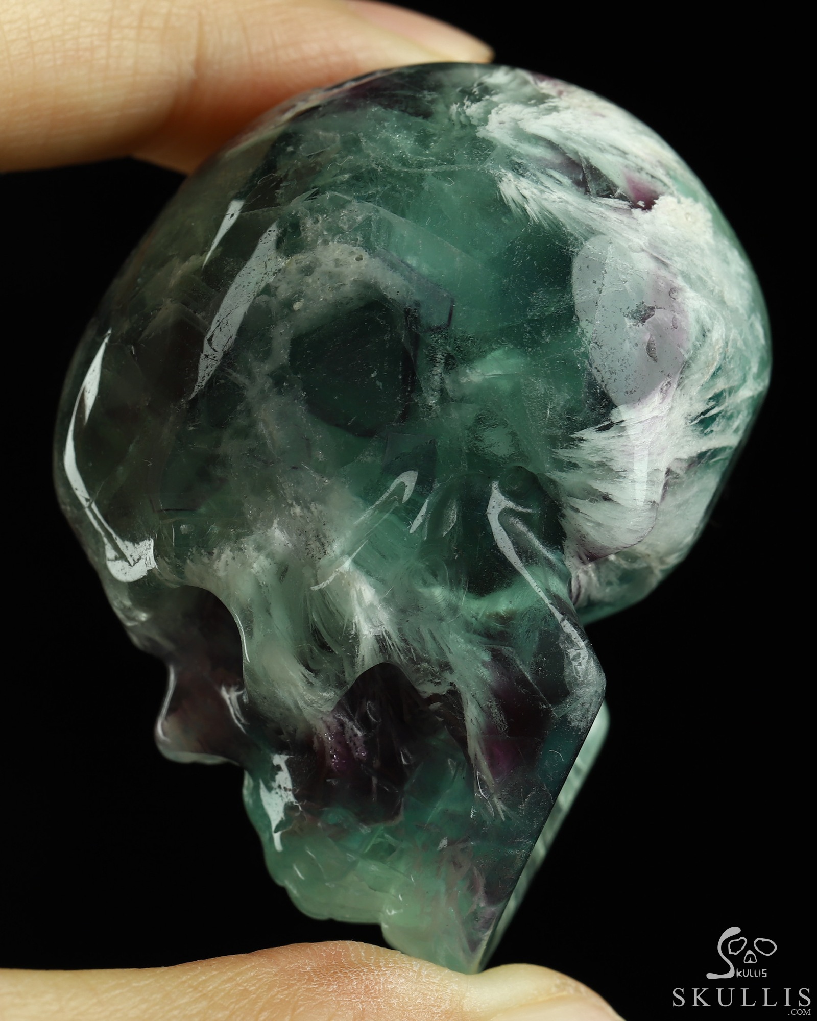 2.1" Fluorite Hand Carved Crystal Skull, Realistic, Crystal Healing 2.1" Fluorite Hand Carved Crystal Skull, Realistic, Crystal Healing