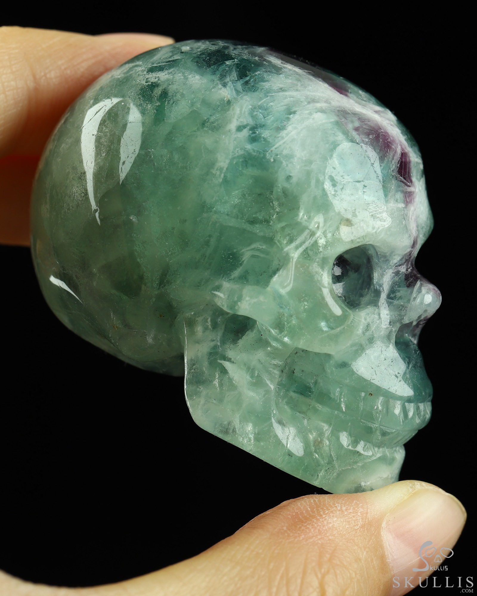 2.1" Fluorite Hand Carved Crystal Skull, Realistic, Crystal Healing 2.1" Fluorite Hand Carved Crystal Skull, Realistic, Crystal Healing