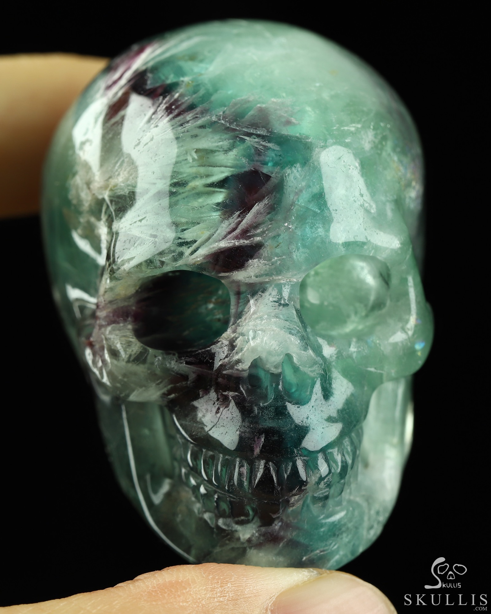 2.1" Fluorite Hand Carved Crystal Skull, Realistic, Crystal Healing 2.1" Fluorite Hand Carved Crystal Skull, Realistic, Crystal Healing