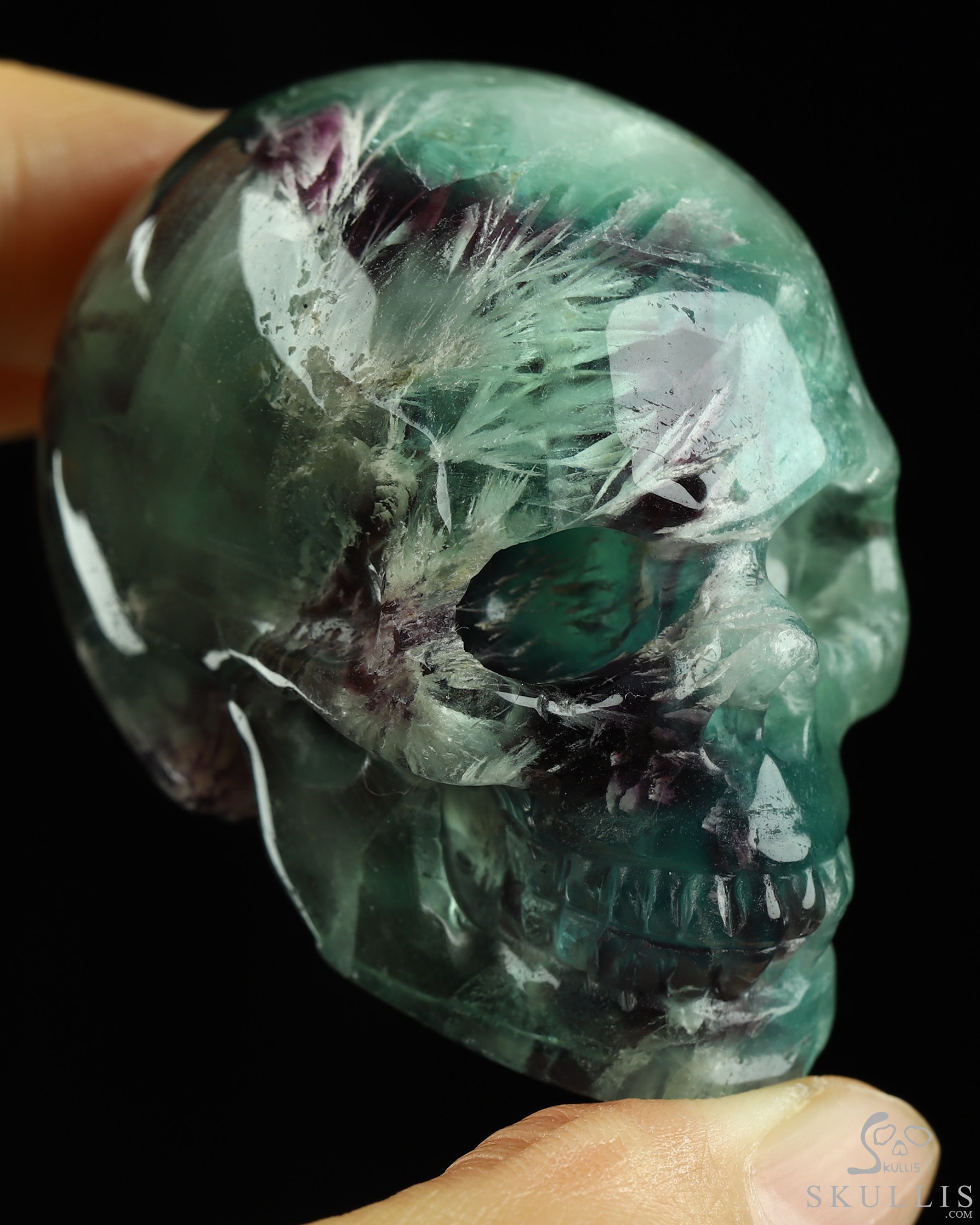 2.1" Fluorite Hand Carved Crystal Skull, Realistic, Crystal Healing 2.1" Fluorite Hand Carved Crystal Skull, Realistic, Crystal Healing