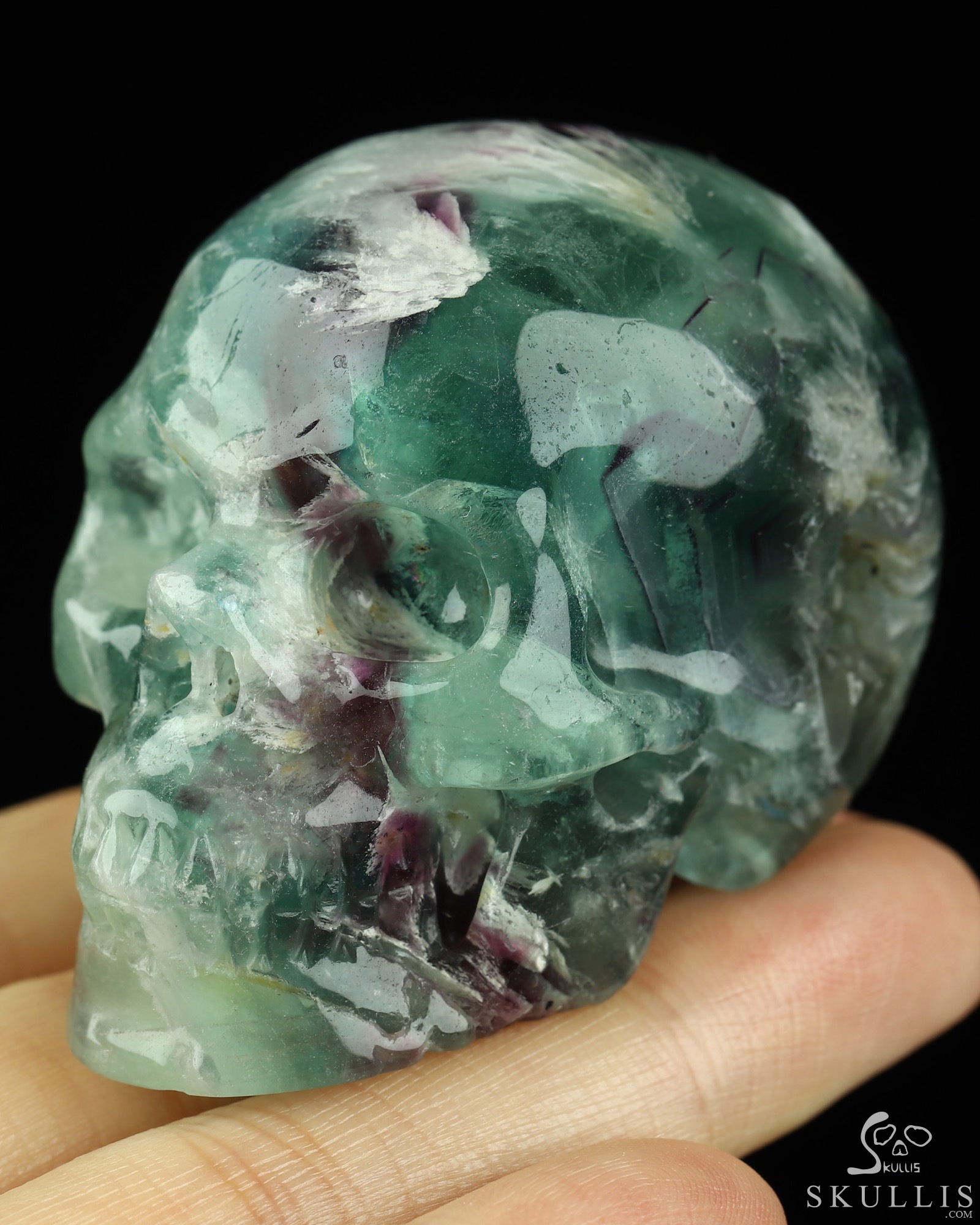 2.1" Fluorite Hand Carved Crystal Skull, Realistic, Crystal Healing 2.1" Fluorite Hand Carved Crystal Skull, Realistic, Crystal Healing
