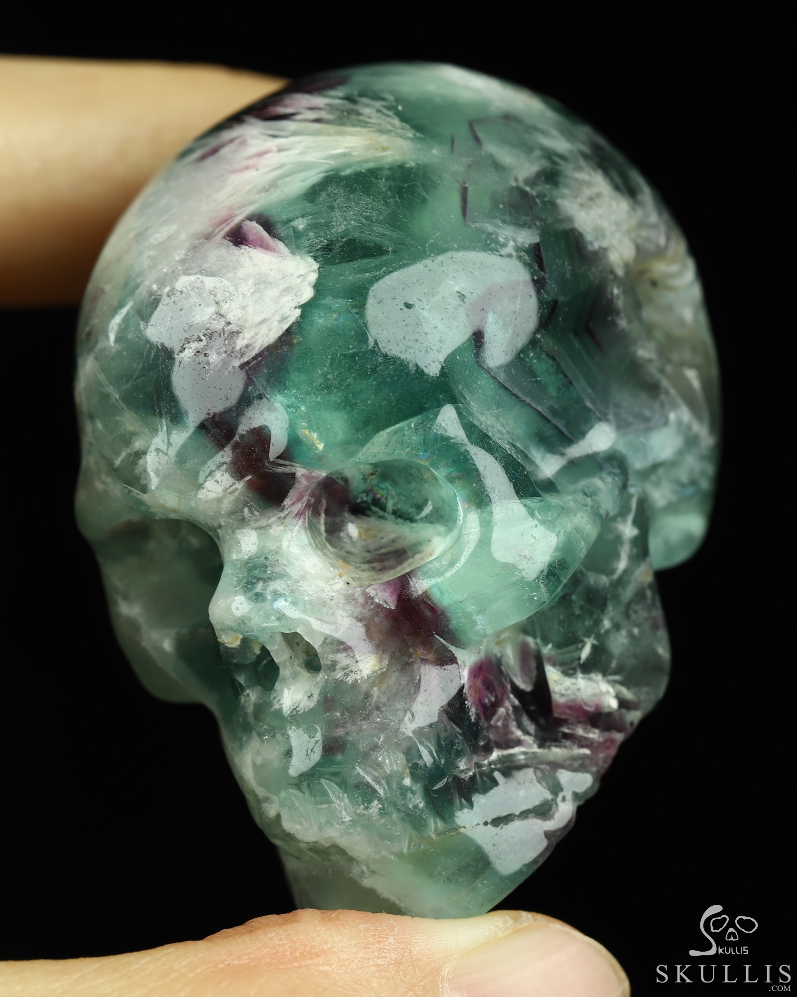 2.1" Fluorite Hand Carved Crystal Skull, Realistic, Crystal Healing 2.1" Fluorite Hand Carved Crystal Skull, Realistic, Crystal Healing