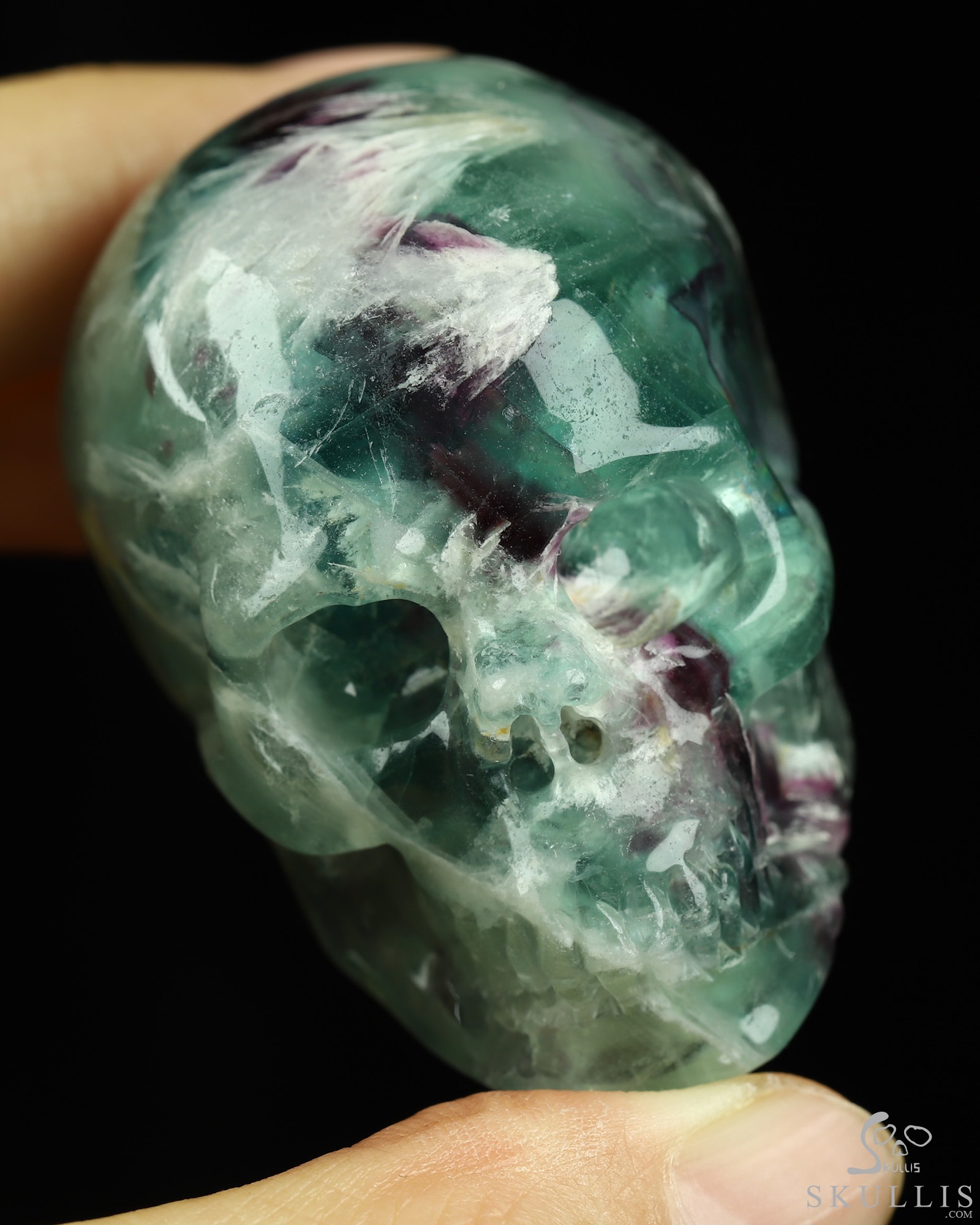 2.1" Fluorite Hand Carved Crystal Skull, Realistic, Crystal Healing 2.1" Fluorite Hand Carved Crystal Skull, Realistic, Crystal Healing