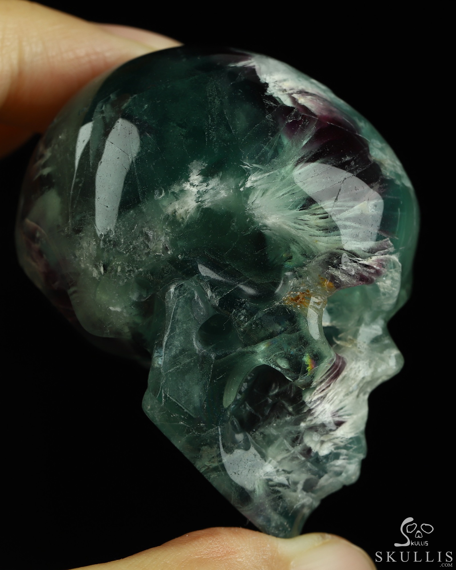 2.1" Fluorite Hand Carved Crystal Skull, Realistic, Crystal Healing 2.1" Fluorite Hand Carved Crystal Skull, Realistic, Crystal Healing