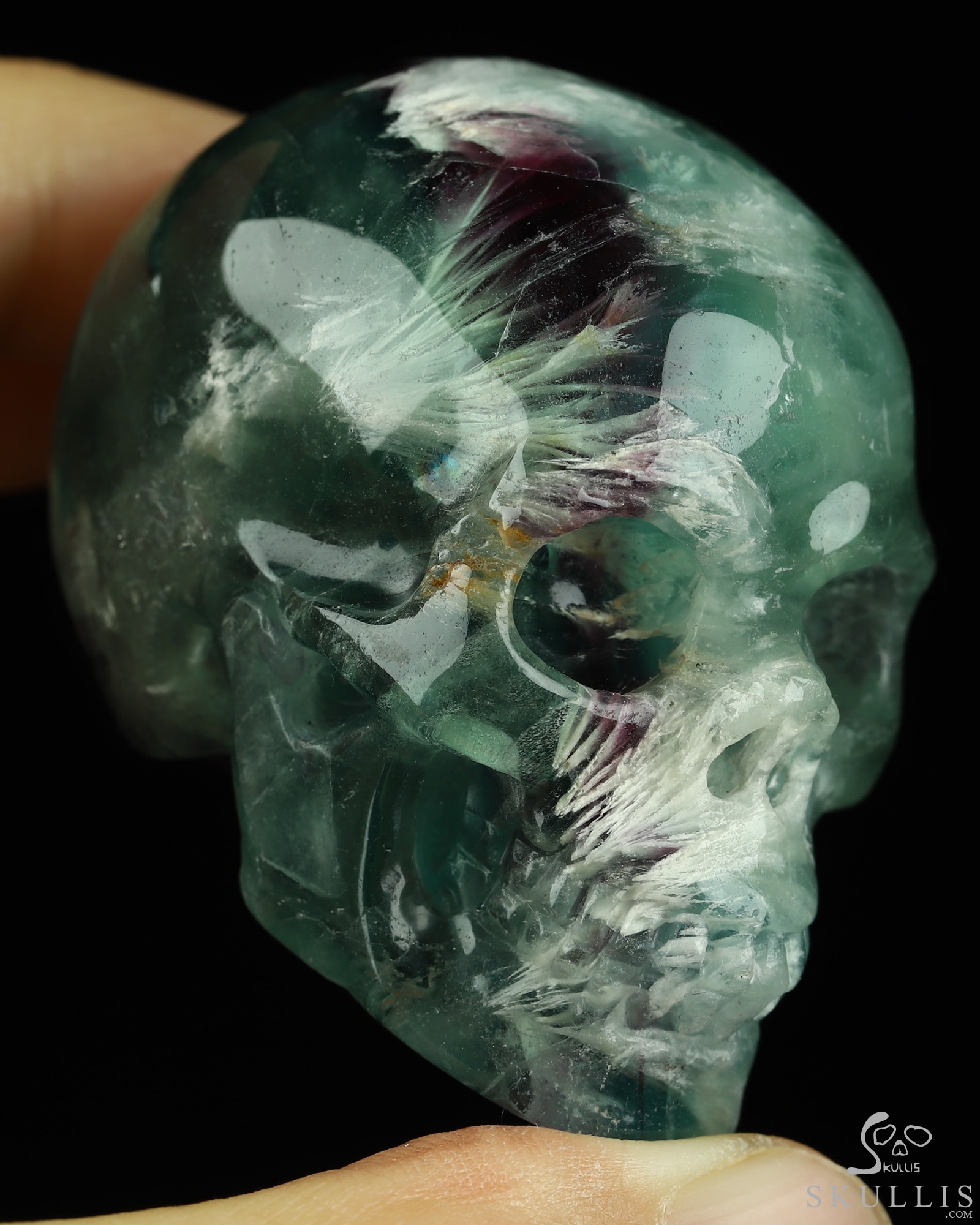 2.1" Fluorite Hand Carved Crystal Skull, Realistic, Crystal Healing 2.1" Fluorite Hand Carved Crystal Skull, Realistic, Crystal Healing