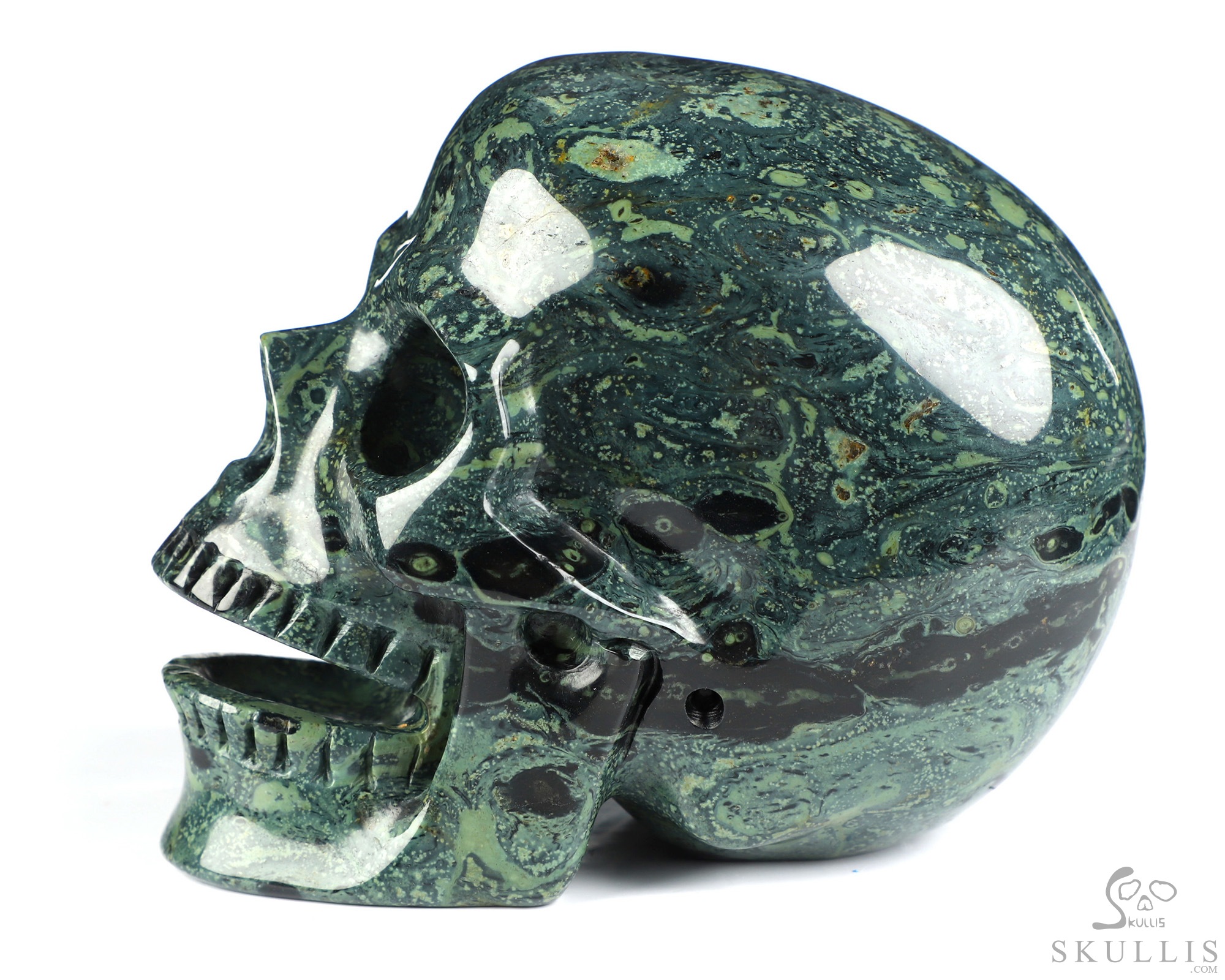 5.0" Kambaba Jasper Hand Carved Singing Crystal Skull Sculpture, Crystal Healing 5.0" Kambaba Jasper Hand Carved Singing Crystal Skull Sculpture, Crystal Healing