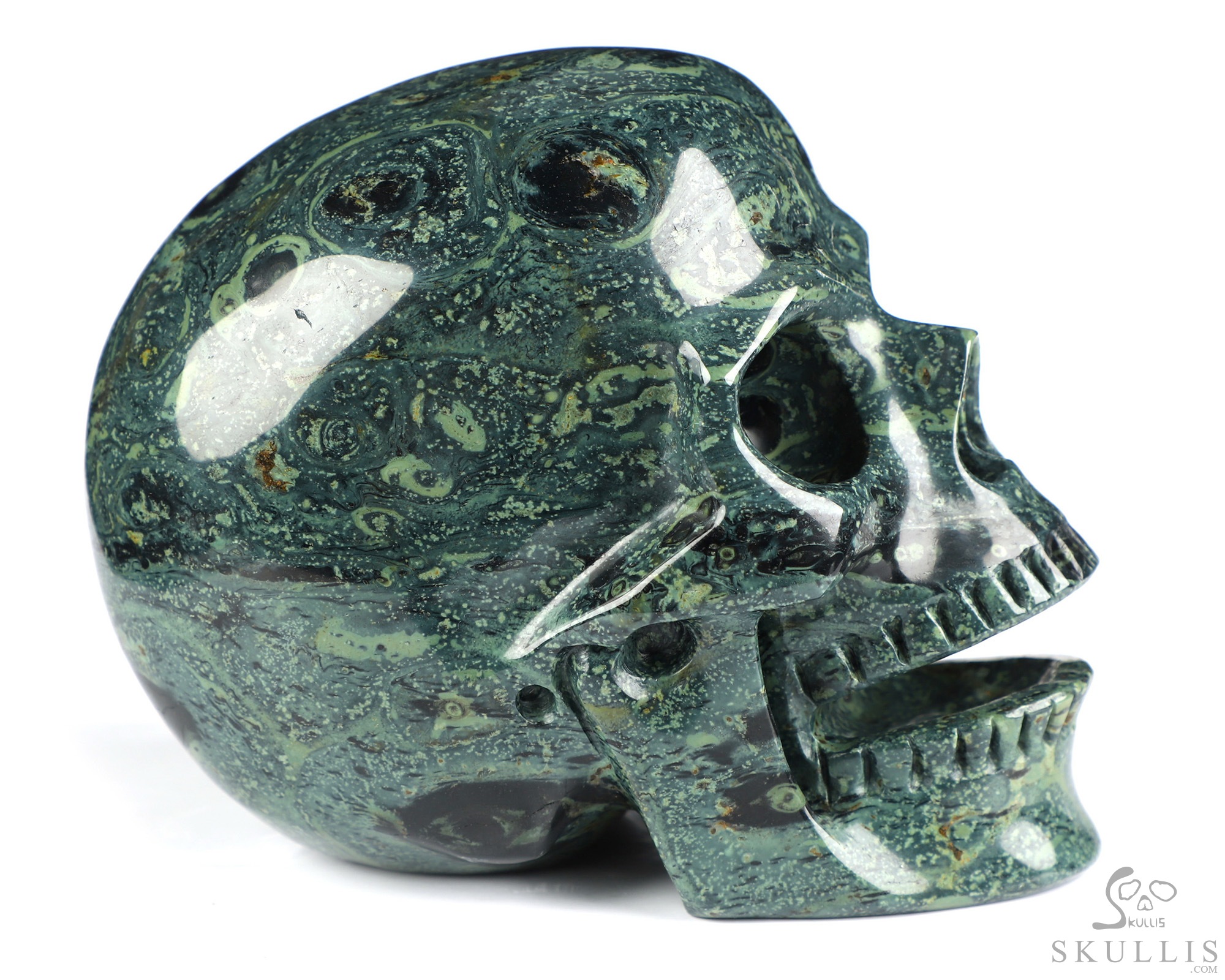 5.0" Kambaba Jasper Hand Carved Singing Crystal Skull Sculpture, Crystal Healing 5.0" Kambaba Jasper Hand Carved Singing Crystal Skull Sculpture, Crystal Healing