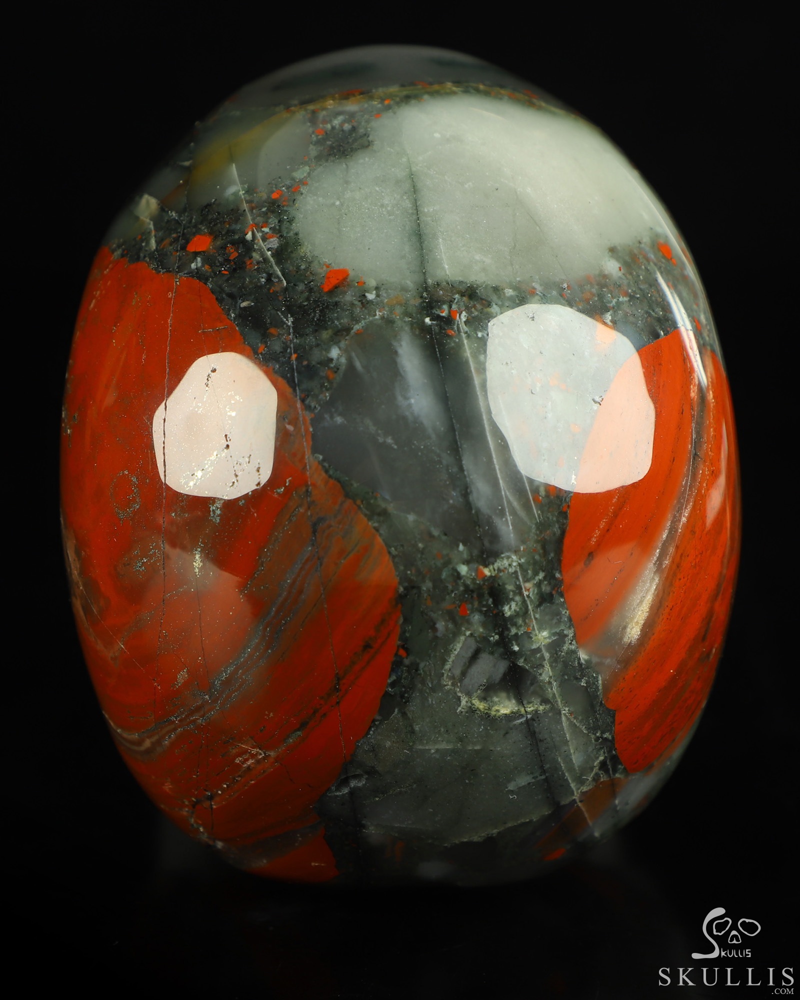 5.0" African Bloodstone Hand Carved Singing Crystal Skull Sculpture, Crystal Healing 5.0" African Bloodstone Hand Carved Singing Crystal Skull Sculpture, Crystal Healing