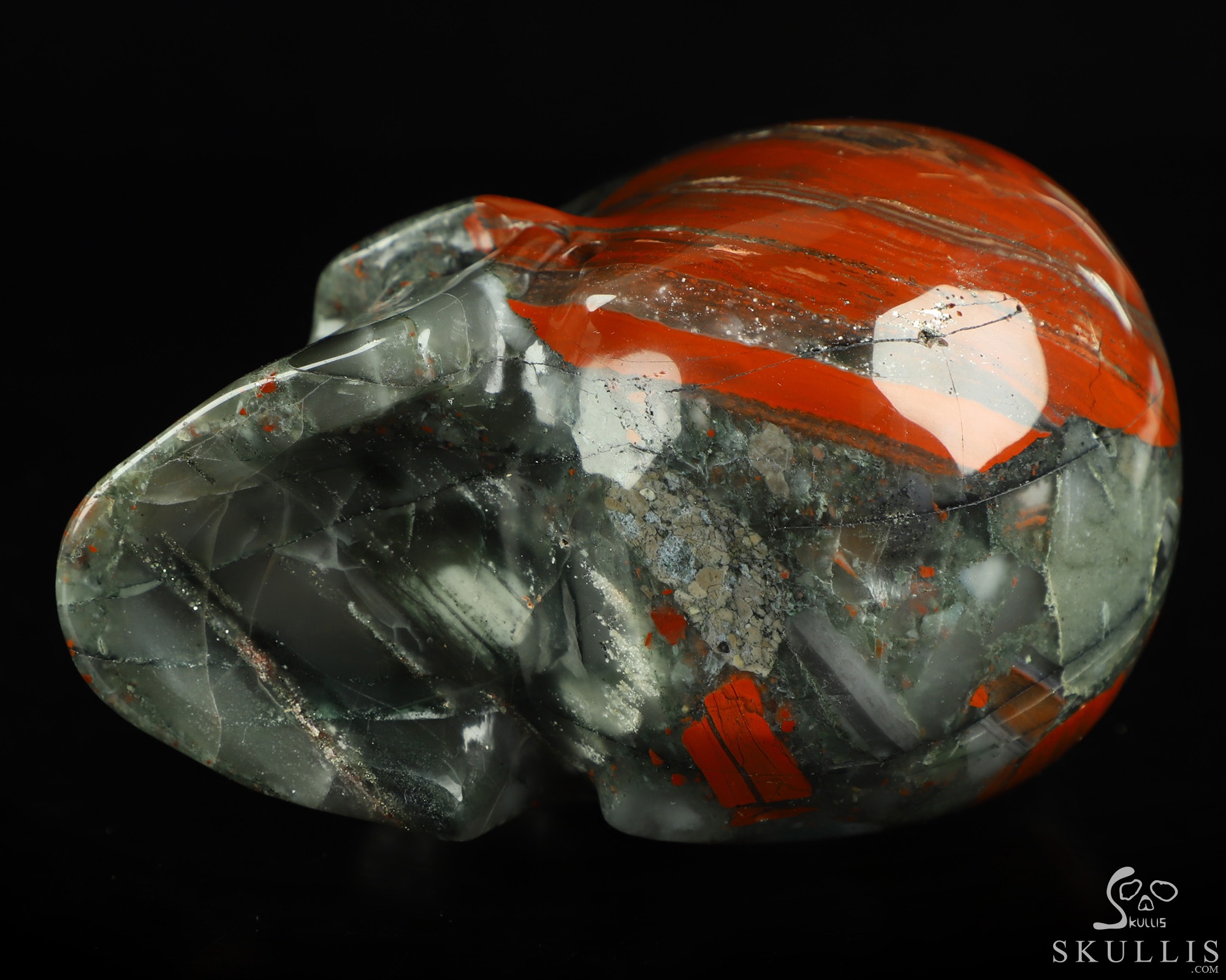 5.0" African Bloodstone Hand Carved Singing Crystal Skull Sculpture, Crystal Healing 5.0" African Bloodstone Hand Carved Singing Crystal Skull Sculpture, Crystal Healing