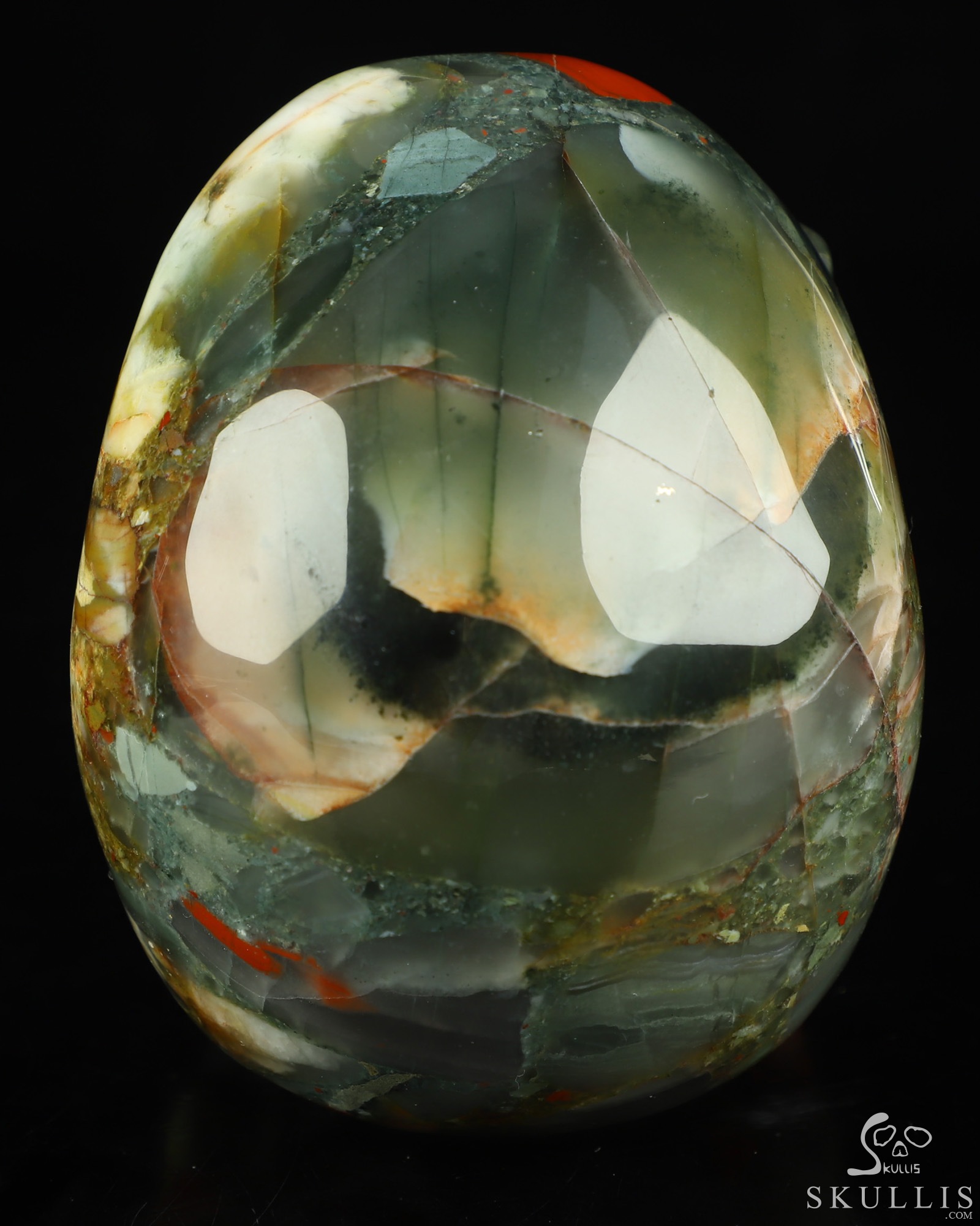 5.0" African Bloodstone Hand Carved Laughing Crystal Skull Sculpture, Crystal Healing 5.0" African Bloodstone Hand Carved Laughing Crystal Skull Sculpture, Crystal Healing