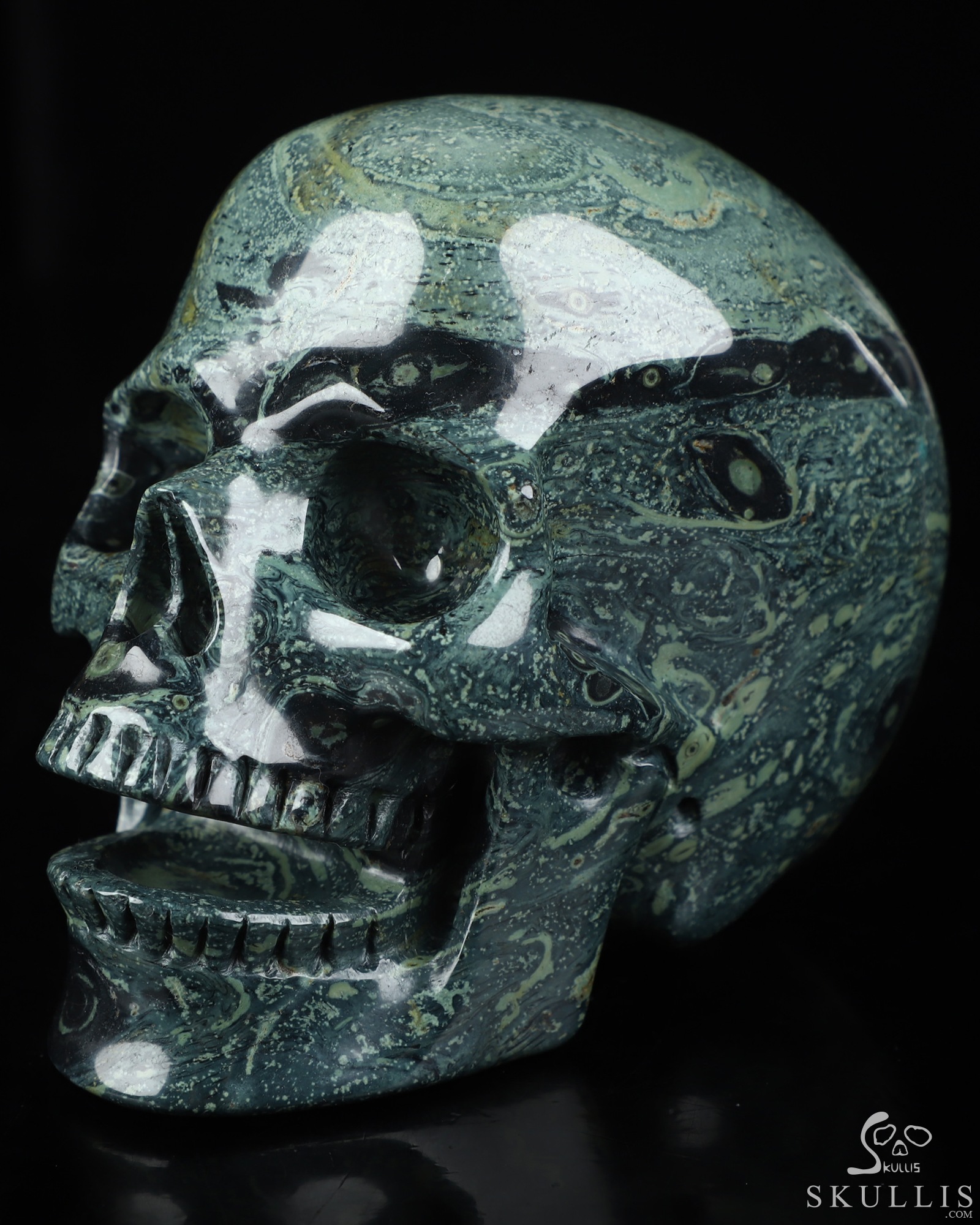 5.0" Kambaba Jasper Hand Carved Singing Crystal Skull Sculpture, Crystal Healing 5.0" Kambaba Jasper Hand Carved Singing Crystal Skull Sculpture, Crystal Healing