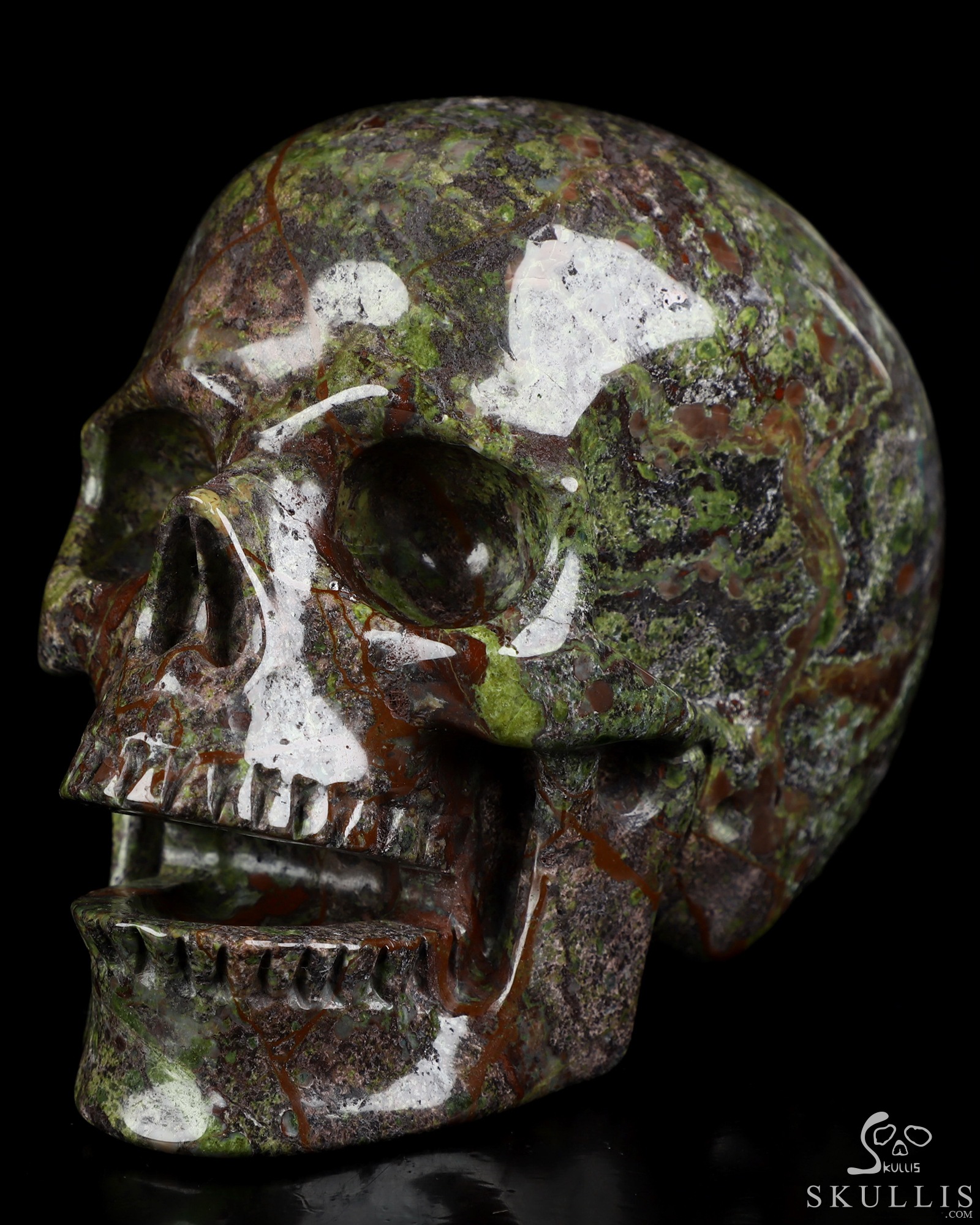 5.0" Dragon Blood Jasper Hand Carved Singing Crystal Skull Sculpture, Crystal Healing 5.0" Dragon Blood Jasper Hand Carved Singing Crystal Skull Sculpture, Crystal Healing