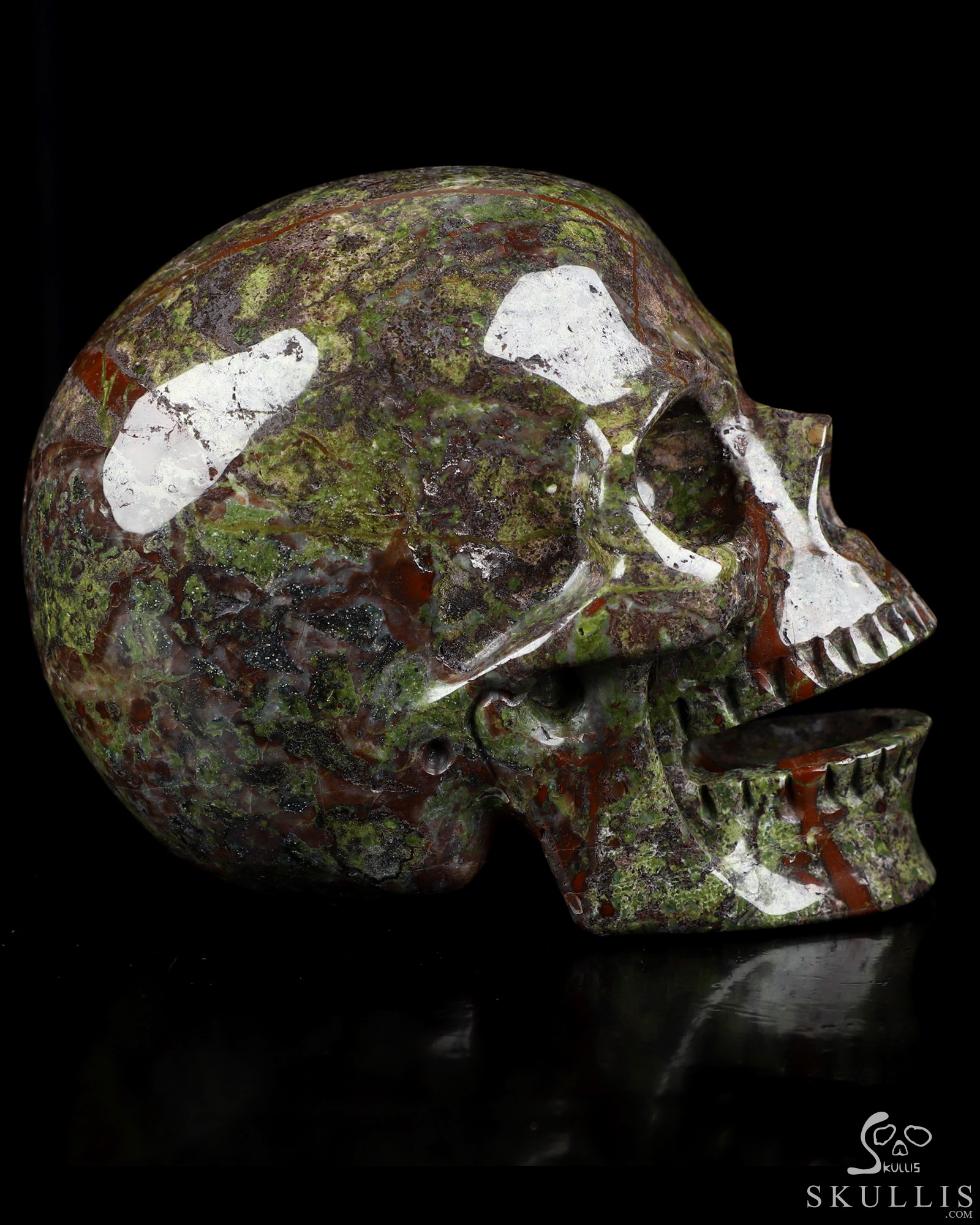 5.0" Dragon Blood Jasper Hand Carved Singing Crystal Skull Sculpture, Crystal Healing 5.0" Dragon Blood Jasper Hand Carved Singing Crystal Skull Sculpture, Crystal Healing