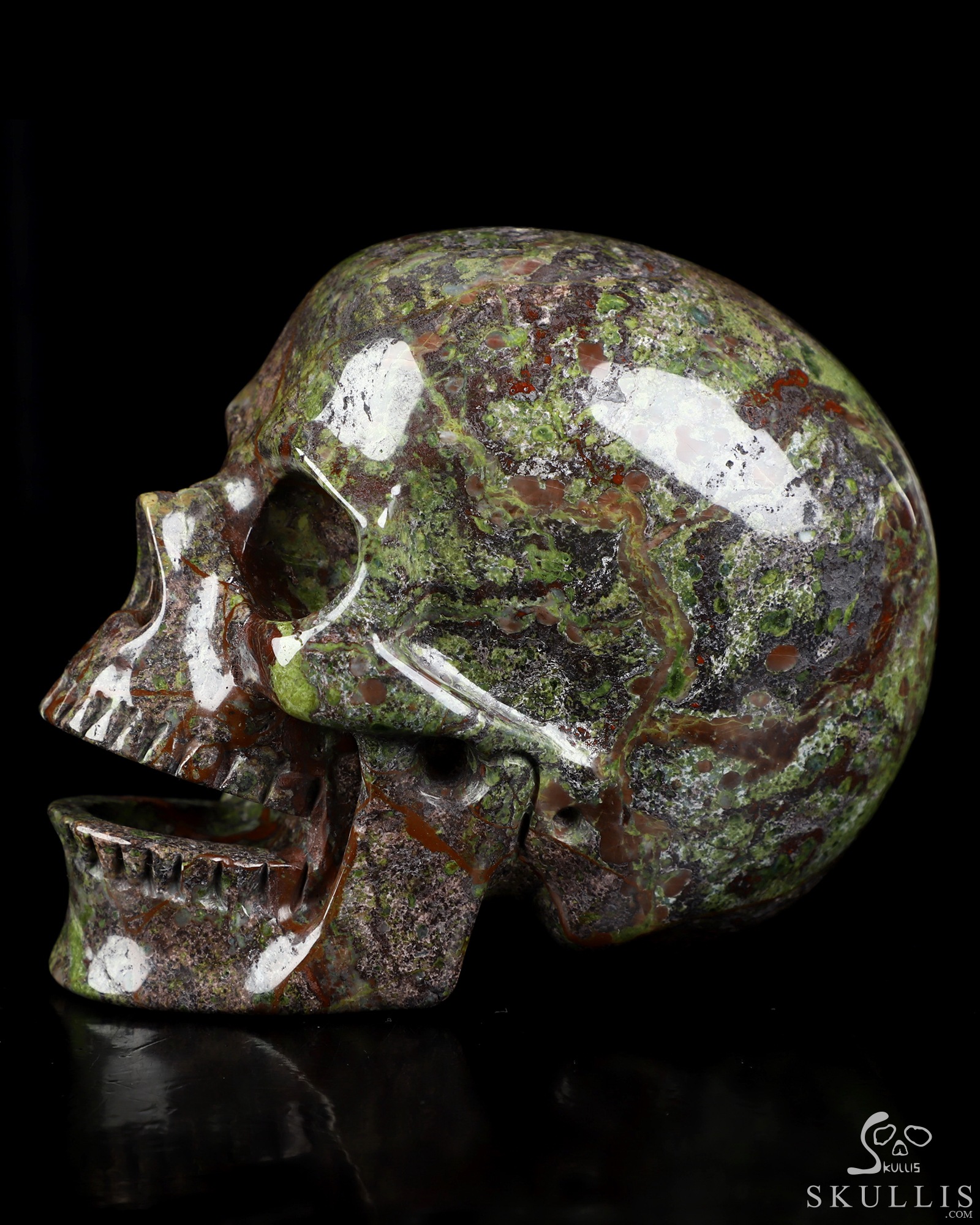 5.0" Dragon Blood Jasper Hand Carved Singing Crystal Skull Sculpture, Crystal Healing 5.0" Dragon Blood Jasper Hand Carved Singing Crystal Skull Sculpture, Crystal Healing