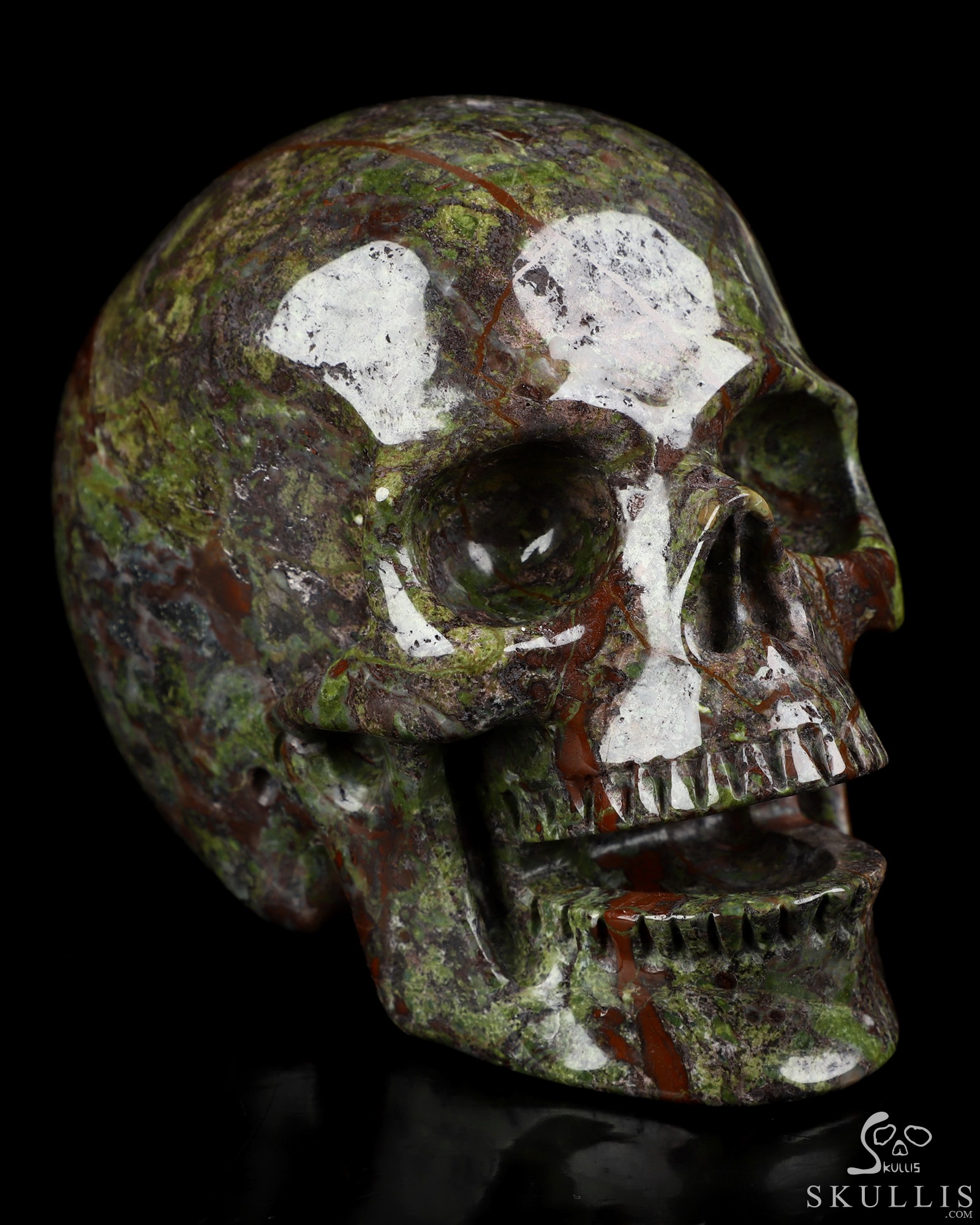 5.0" Dragon Blood Jasper Hand Carved Singing Crystal Skull Sculpture, Crystal Healing 5.0" Dragon Blood Jasper Hand Carved Singing Crystal Skull Sculpture, Crystal Healing