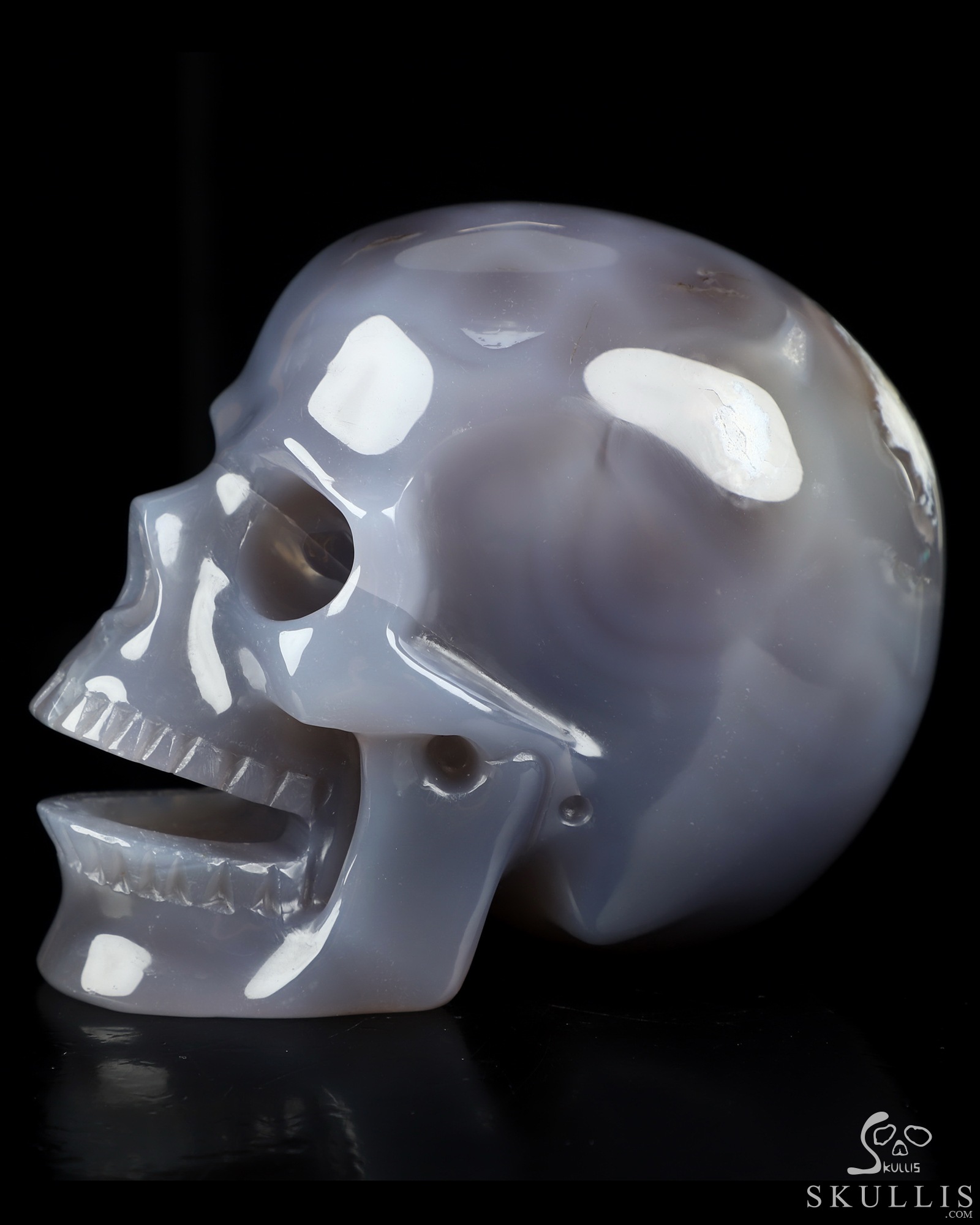5.1" Agate Hand Carved Singing Crystal Skull Sculpture, Crystal Healing 5.1" Agate Hand Carved Singing Crystal Skull Sculpture, Crystal Healing