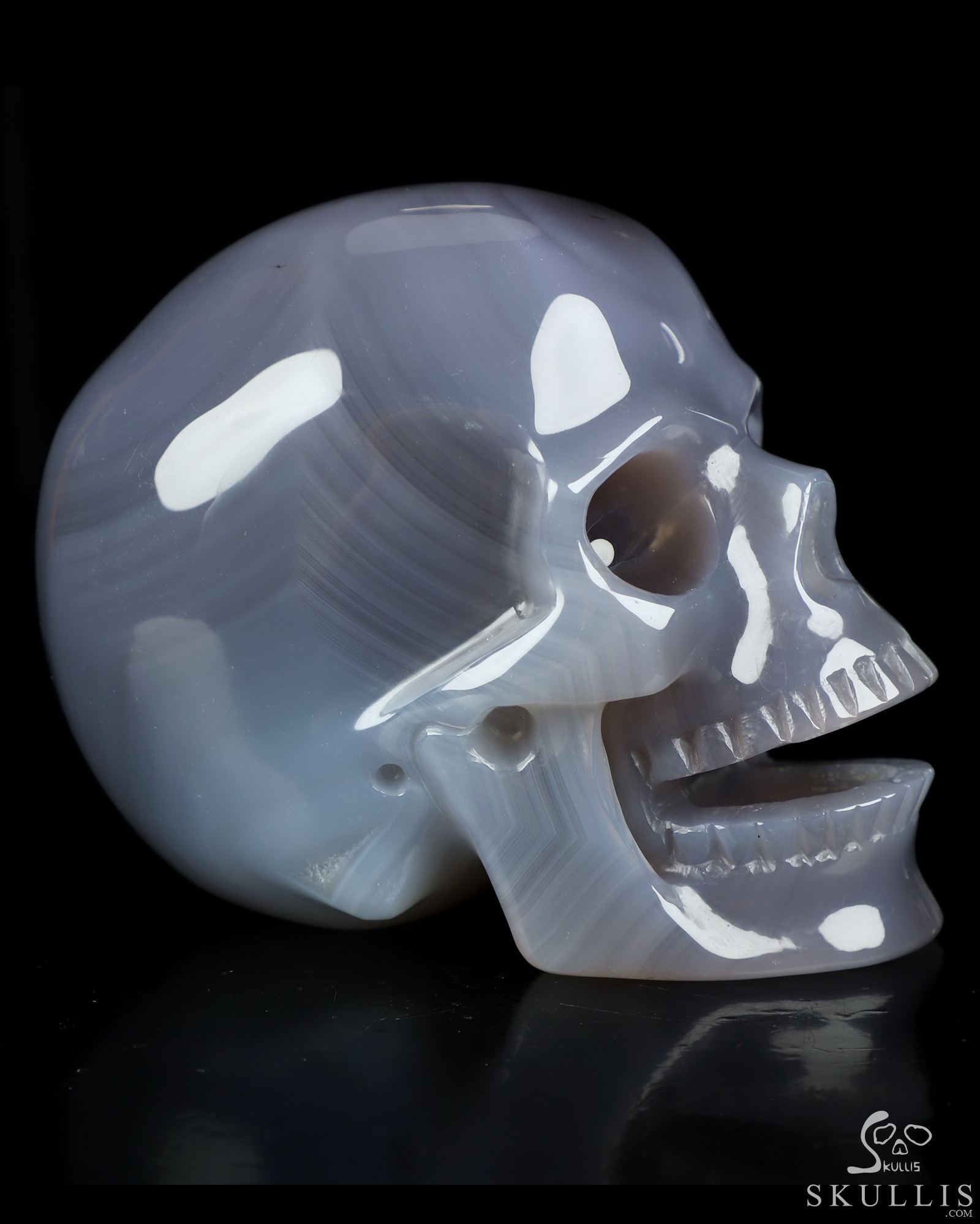 5.1" Agate Hand Carved Singing Crystal Skull Sculpture, Crystal Healing 5.1" Agate Hand Carved Singing Crystal Skull Sculpture, Crystal Healing