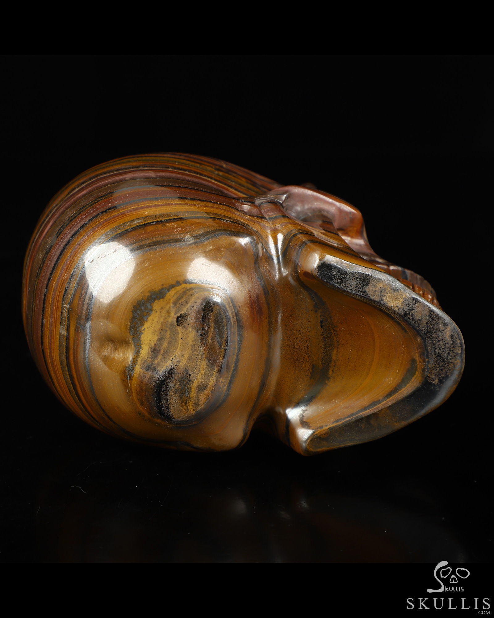 5.1" Tiger Iron Eye Hand Carved Singing Crystal Skull Sculpture, Crystal Healing 5.1" Tiger Iron Eye Hand Carved Singing Crystal Skull Sculpture, Crystal Healing