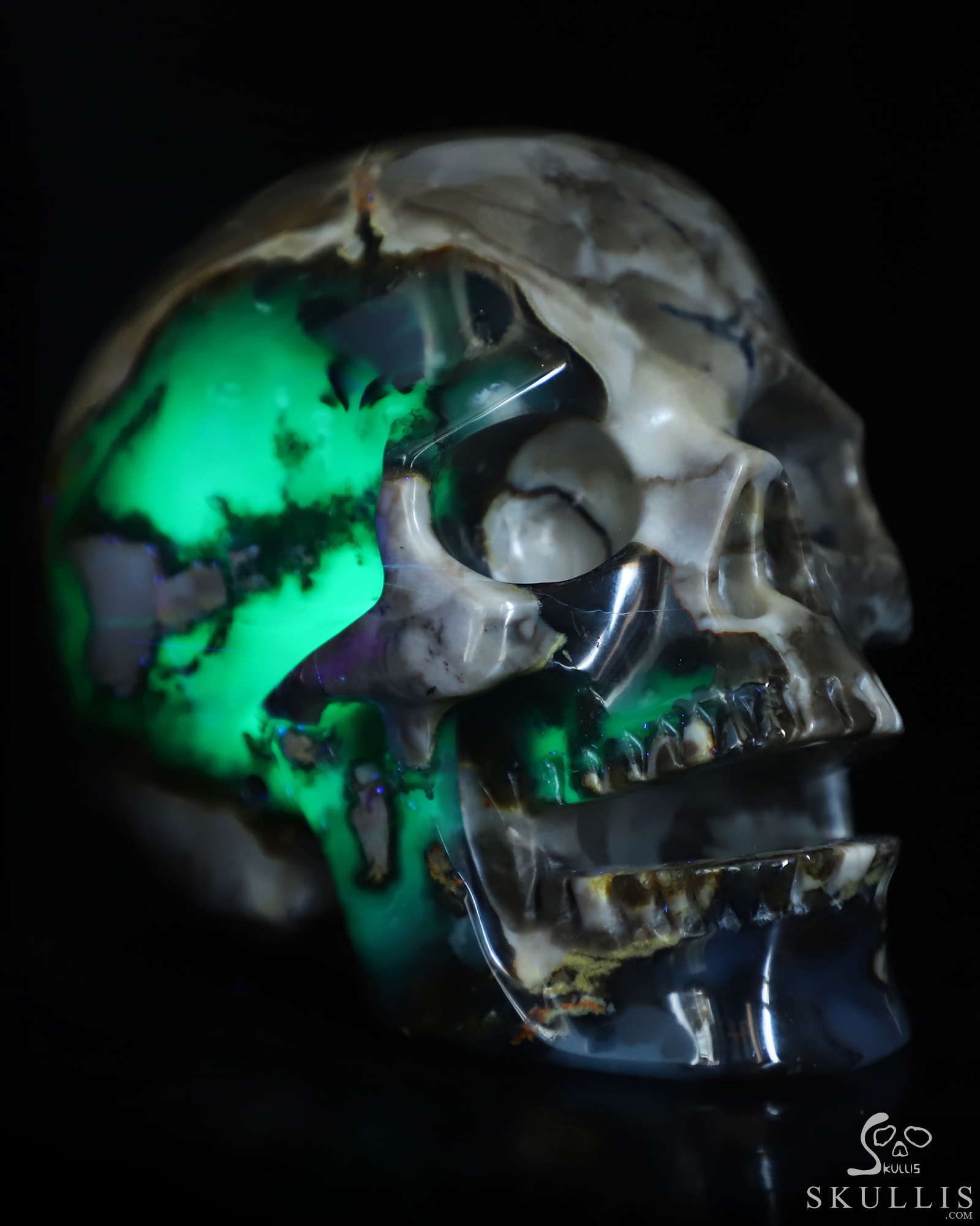 5.1" Volcano Agate Hand Carved Singing Crystal Skull Sculpture, Crystal Healing 5.1" Volcano Agate Hand Carved Singing Crystal Skull Sculpture, Crystal Healing