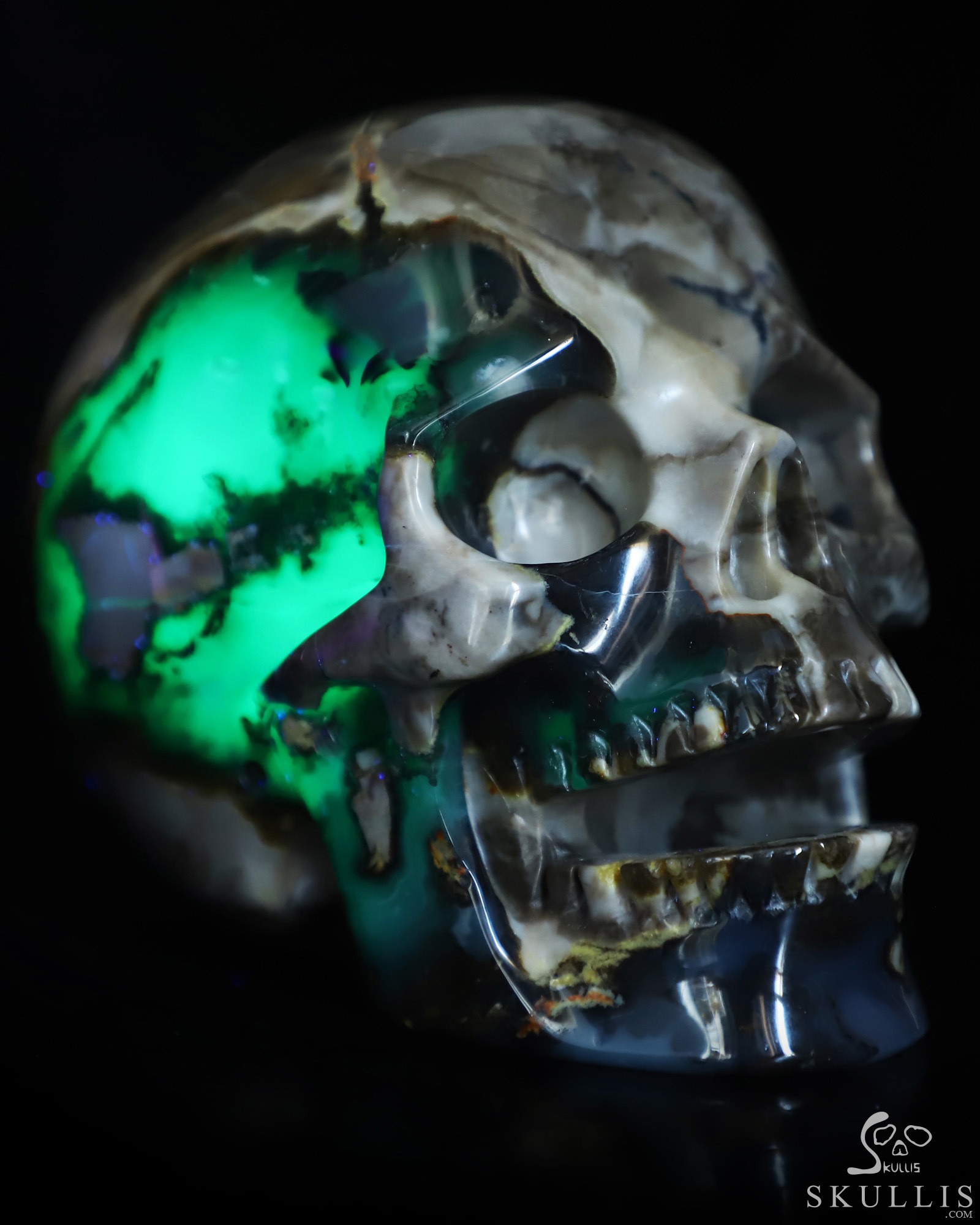 5.1" Volcano Agate Hand Carved Singing Crystal Skull Sculpture, Crystal Healing 5.1" Volcano Agate Hand Carved Singing Crystal Skull Sculpture, Crystal Healing
