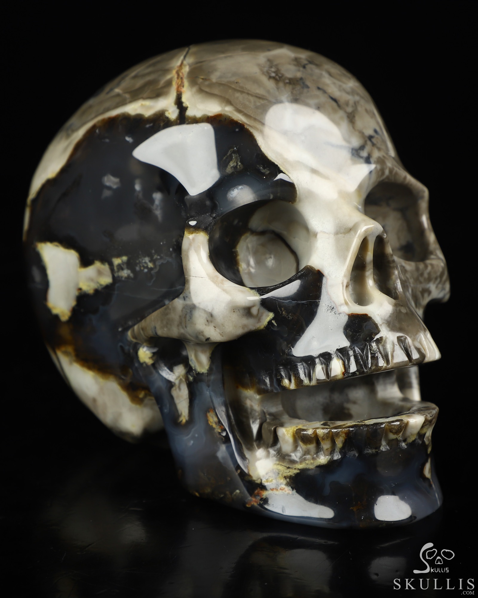 5.1" Volcano Agate Hand Carved Singing Crystal Skull Sculpture, Crystal Healing 5.1" Volcano Agate Hand Carved Singing Crystal Skull Sculpture, Crystal Healing