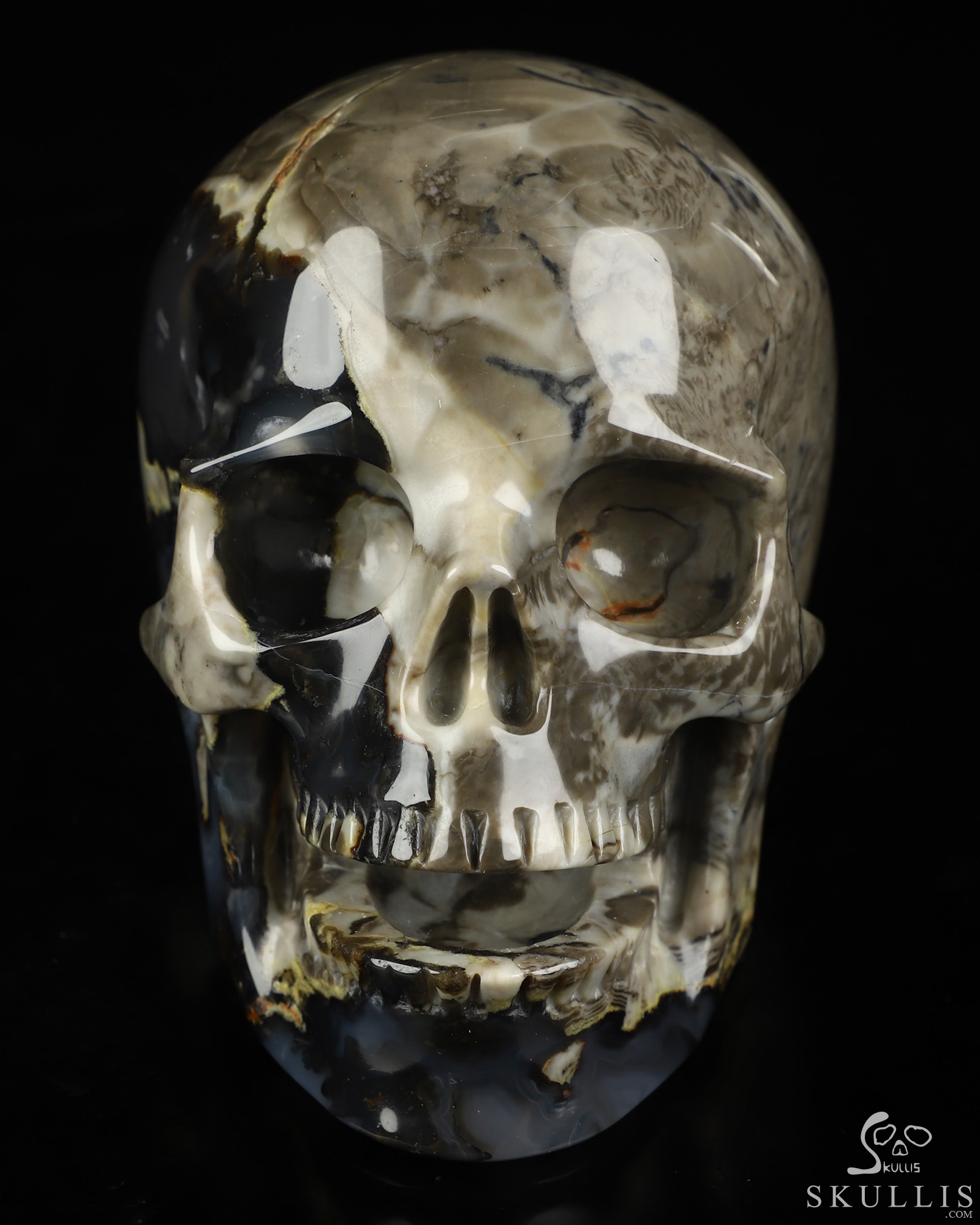 5.1" Volcano Agate Hand Carved Singing Crystal Skull Sculpture, Crystal Healing 5.1" Volcano Agate Hand Carved Singing Crystal Skull Sculpture, Crystal Healing