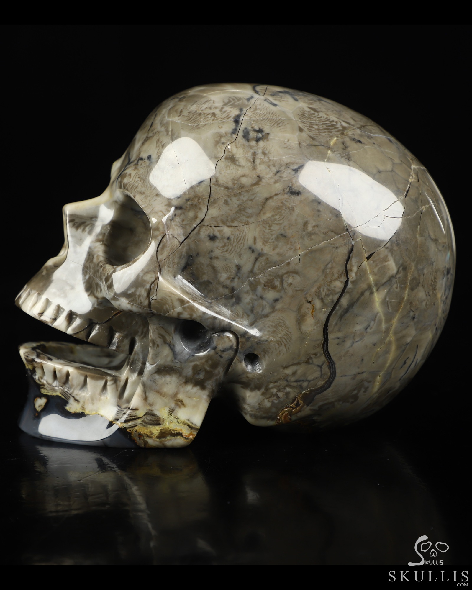 5.1" Volcano Agate Hand Carved Singing Crystal Skull Sculpture, Crystal Healing 5.1" Volcano Agate Hand Carved Singing Crystal Skull Sculpture, Crystal Healing