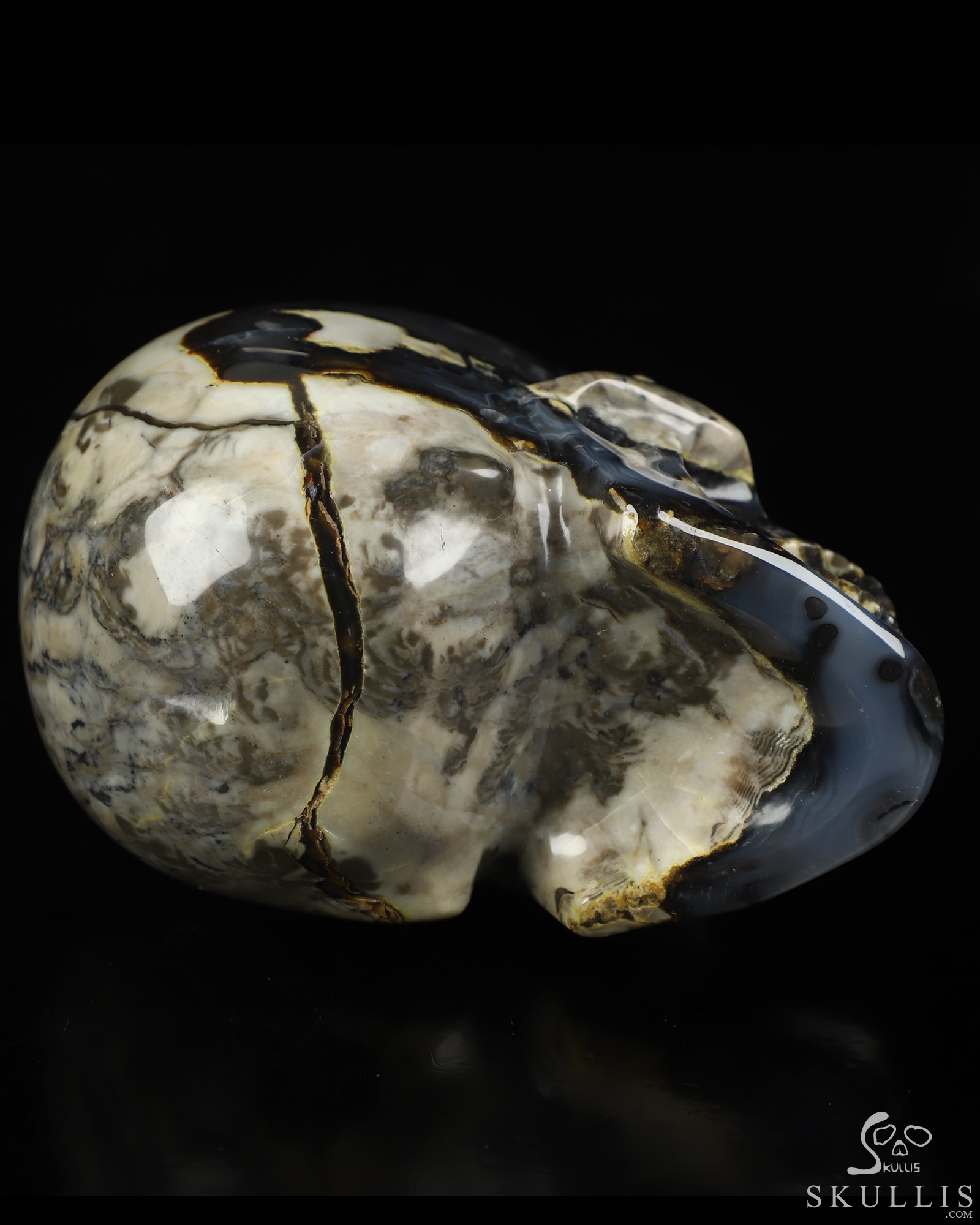 5.1" Volcano Agate Hand Carved Singing Crystal Skull Sculpture, Crystal Healing 5.1" Volcano Agate Hand Carved Singing Crystal Skull Sculpture, Crystal Healing