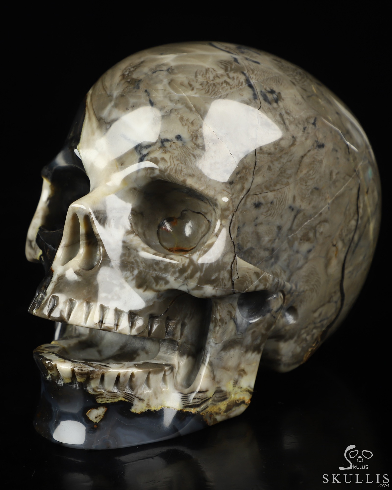 5.1" Volcano Agate Hand Carved Singing Crystal Skull Sculpture, Crystal Healing 5.1" Volcano Agate Hand Carved Singing Crystal Skull Sculpture, Crystal Healing