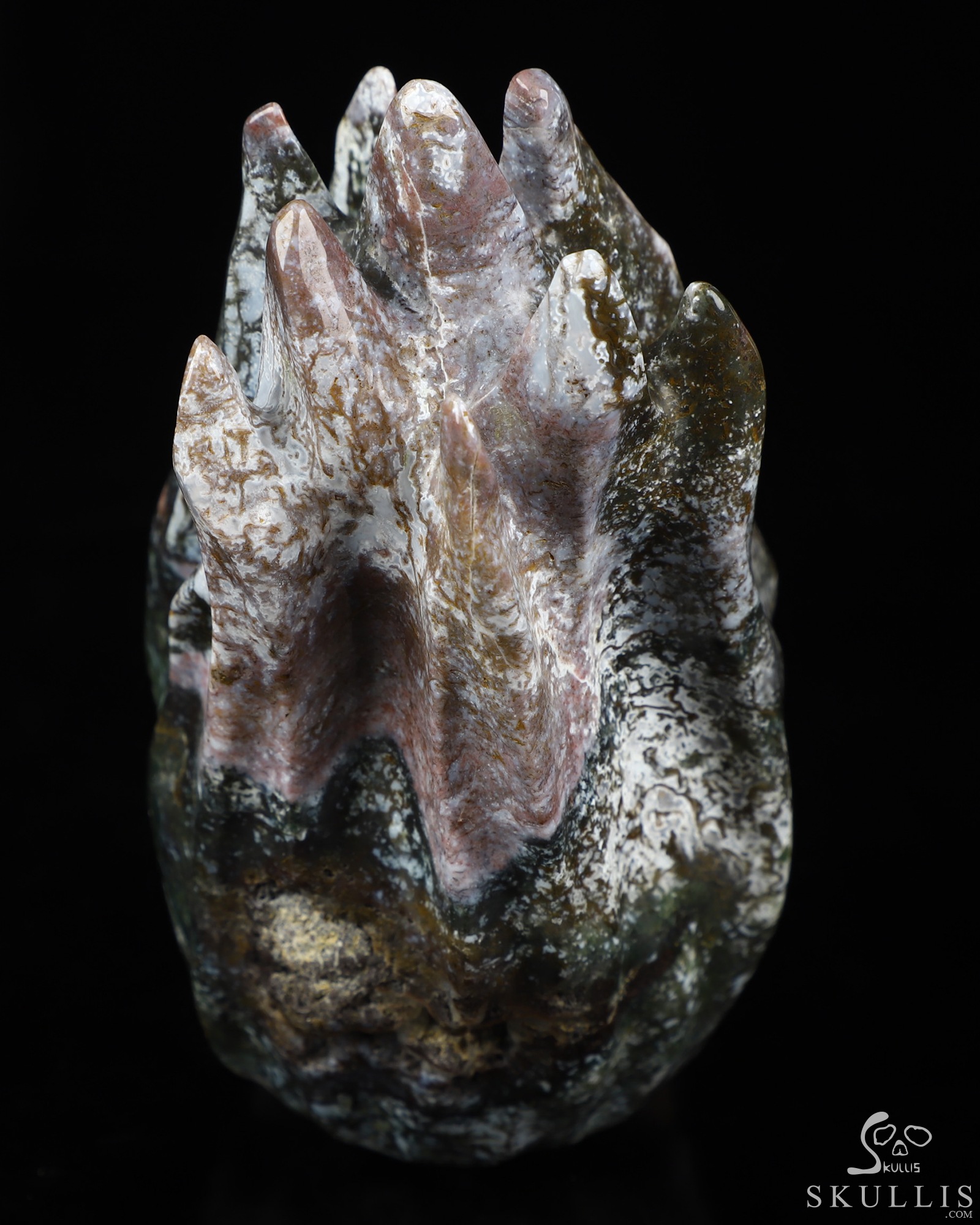 4.2" Tree Agate Hand Carved Flaming Crystal Skull, Crystal Healing 4.2" Tree Agate Hand Carved Flaming Crystal Skull, Crystal Healing