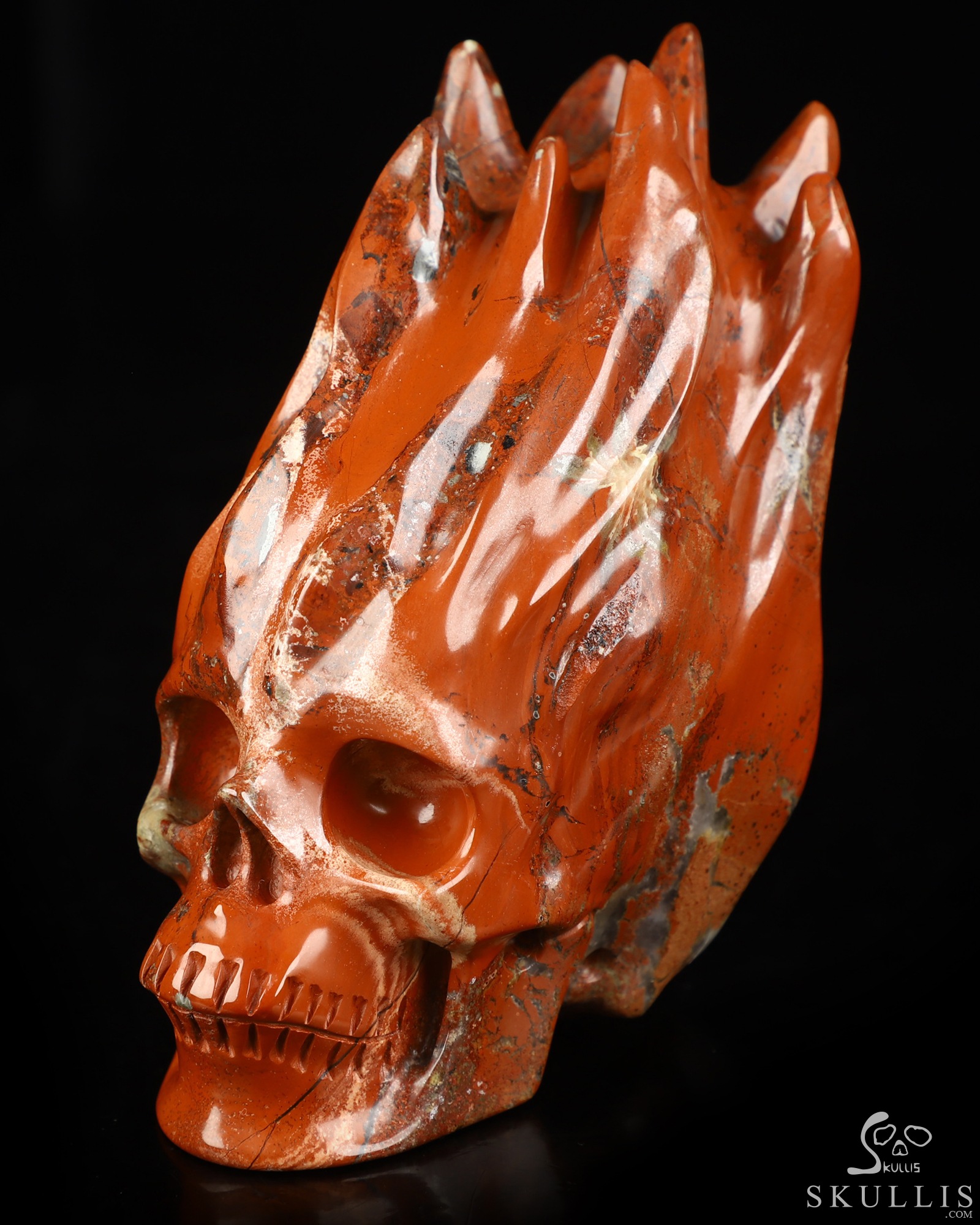 4.0" Red Jasper Hand Carved Flaming Crystal Skull, Crystal Healing 4.0" Red Jasper Hand Carved Flaming Crystal Skull, Crystal Healing