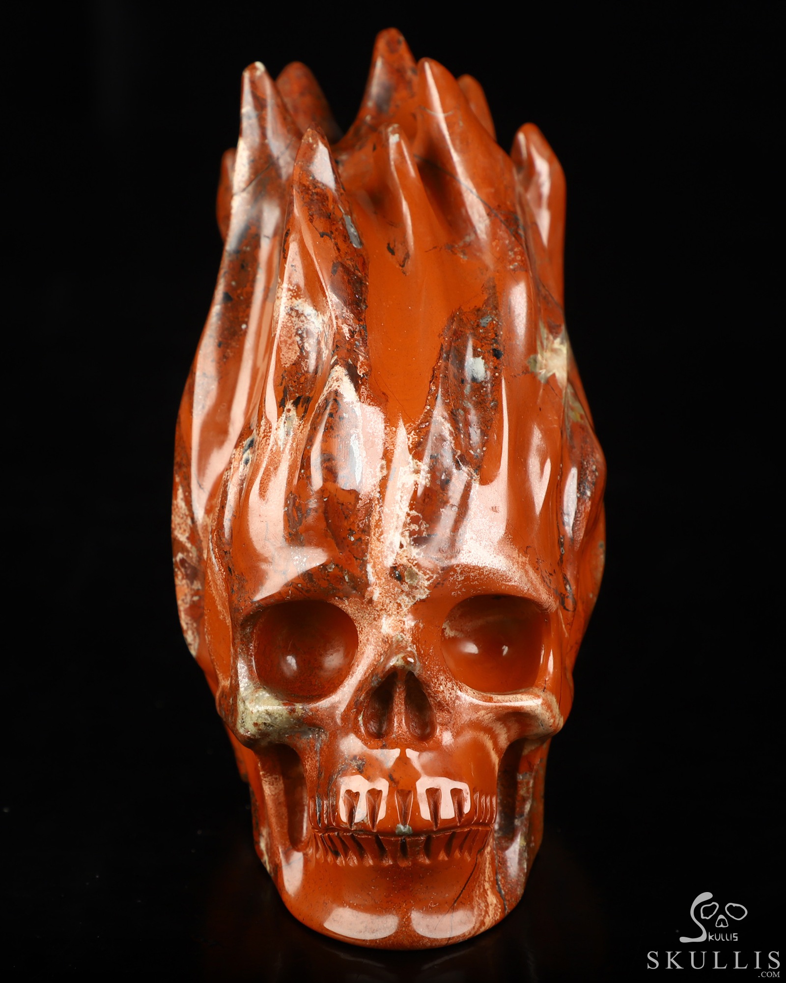 4.0" Red Jasper Hand Carved Flaming Crystal Skull, Crystal Healing 4.0" Red Jasper Hand Carved Flaming Crystal Skull, Crystal Healing
