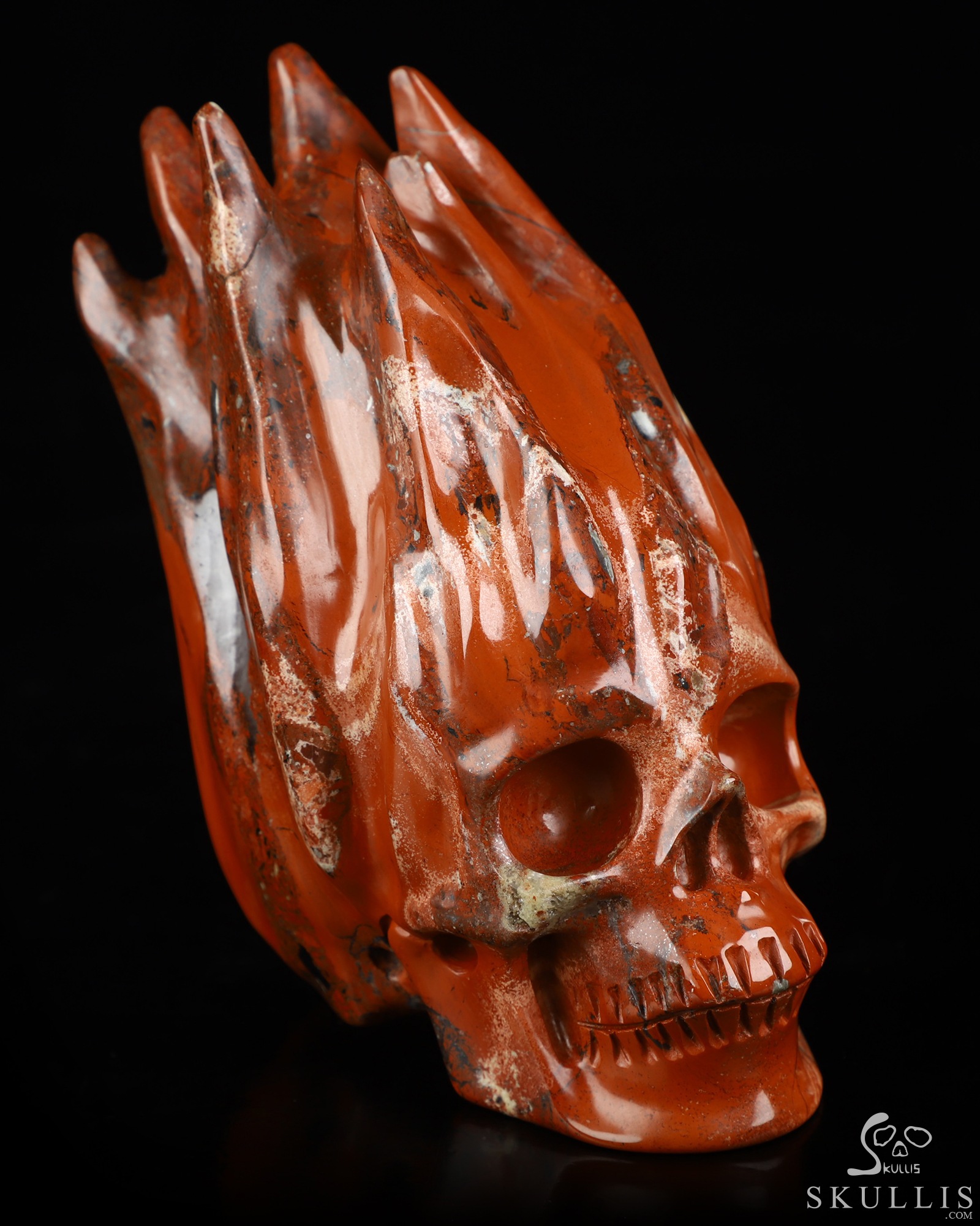 4.0" Red Jasper Hand Carved Flaming Crystal Skull, Crystal Healing 4.0" Red Jasper Hand Carved Flaming Crystal Skull, Crystal Healing