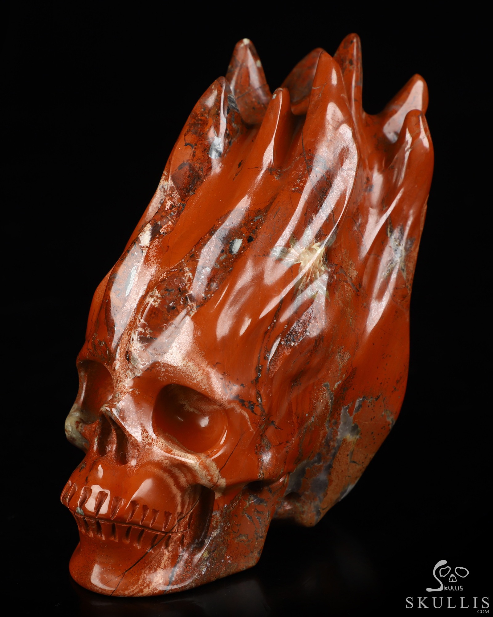 4.0" Red Jasper Hand Carved Flaming Crystal Skull, Crystal Healing 4.0" Red Jasper Hand Carved Flaming Crystal Skull, Crystal Healing