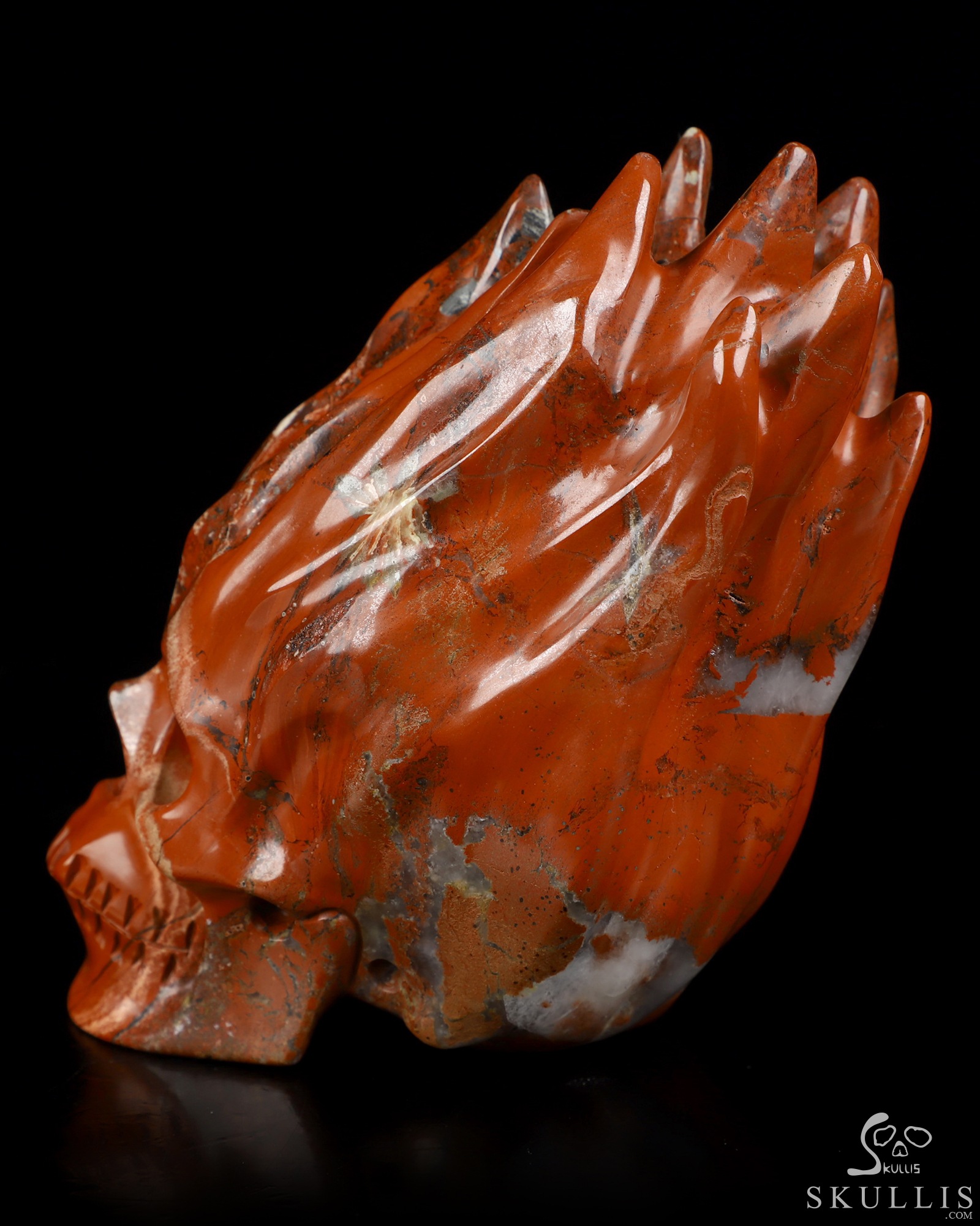4.0" Red Jasper Hand Carved Flaming Crystal Skull, Crystal Healing 4.0" Red Jasper Hand Carved Flaming Crystal Skull, Crystal Healing