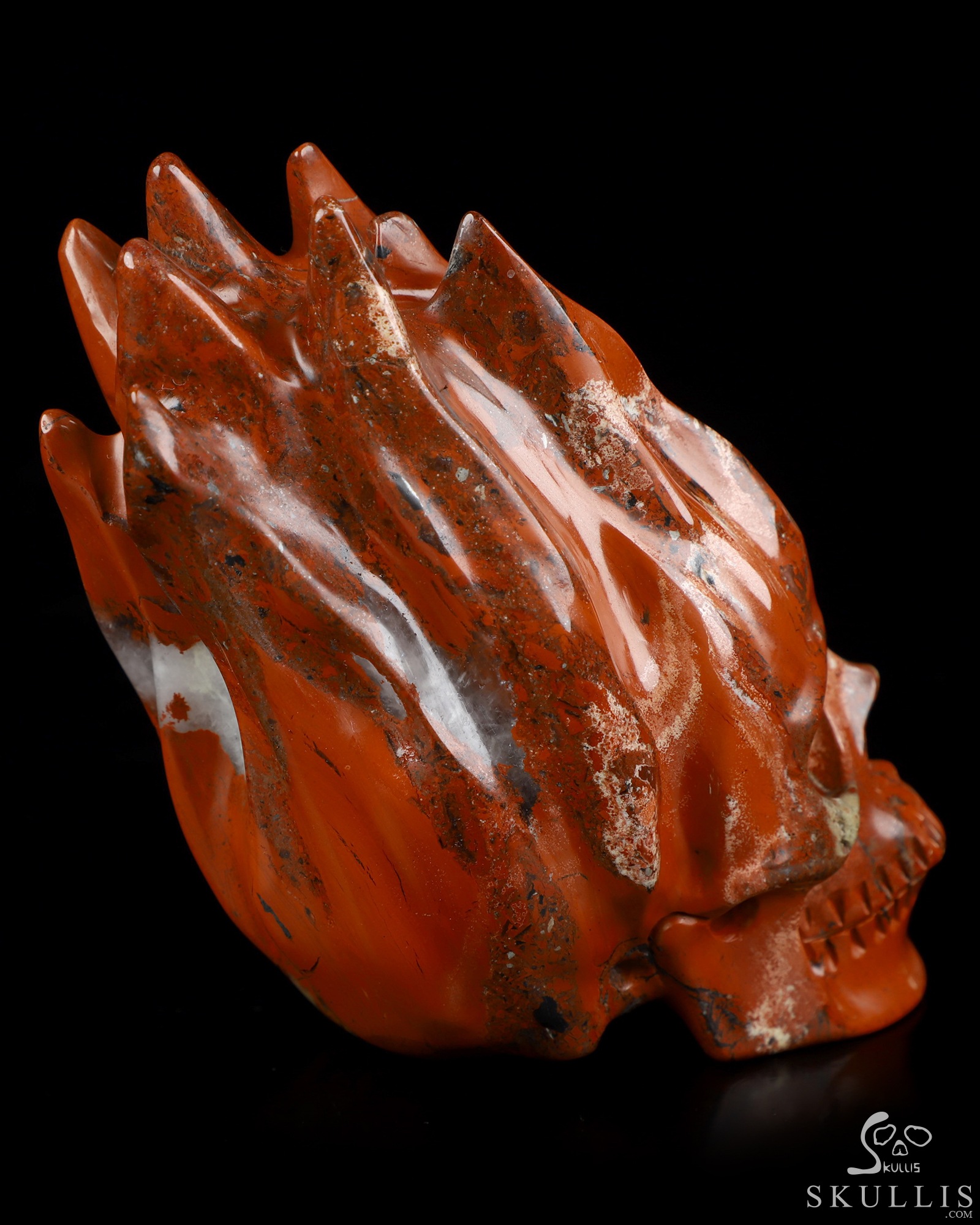 4.0" Red Jasper Hand Carved Flaming Crystal Skull, Crystal Healing 4.0" Red Jasper Hand Carved Flaming Crystal Skull, Crystal Healing