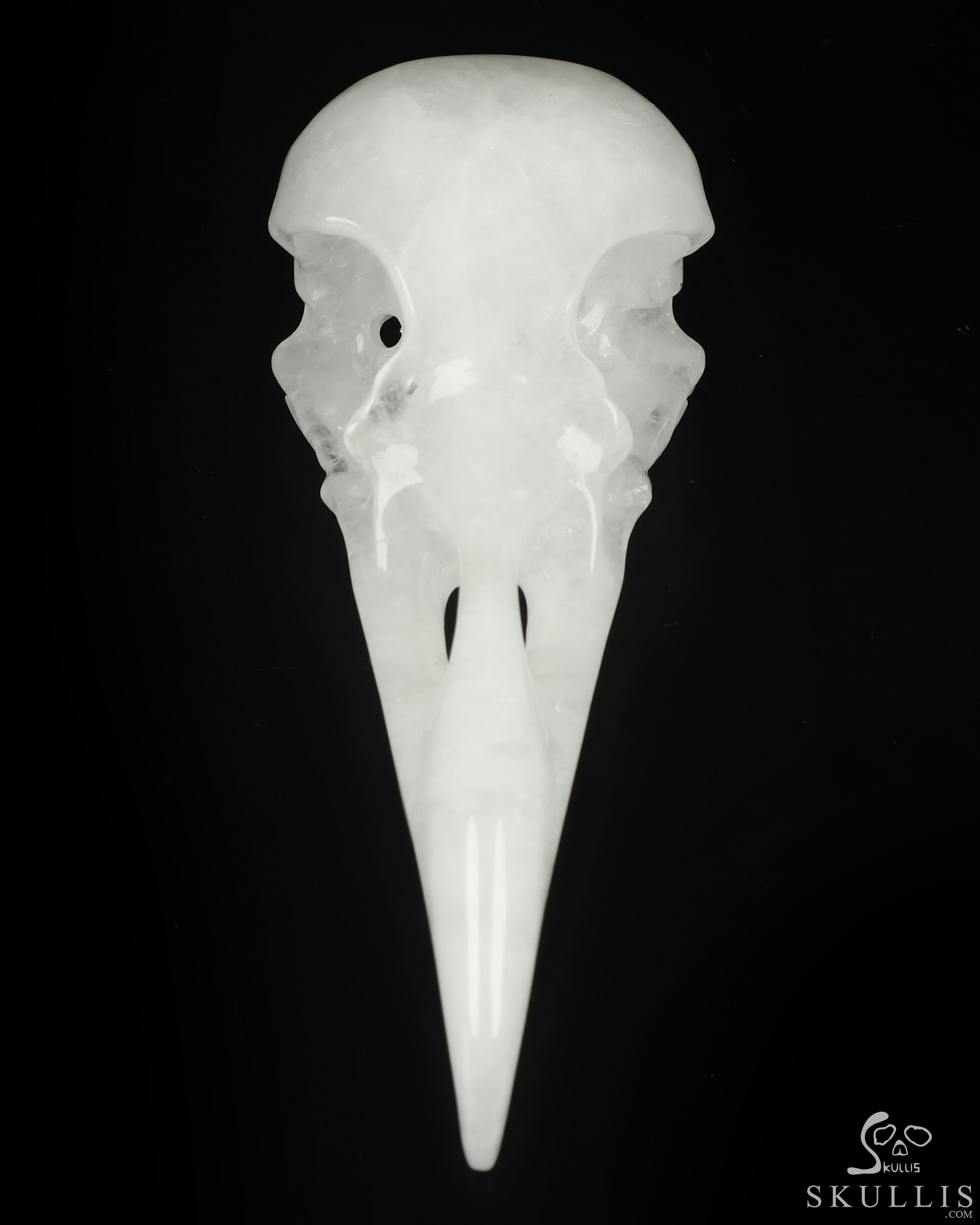 4.8" Angolan Quartz Rock Crystal Hand Carved Raven Crystal Skull Sculpture, Crystal Healing 4.8" Angolan Quartz Rock Crystal Hand Carved Raven Crystal Skull Sculpture, Crystal Healing