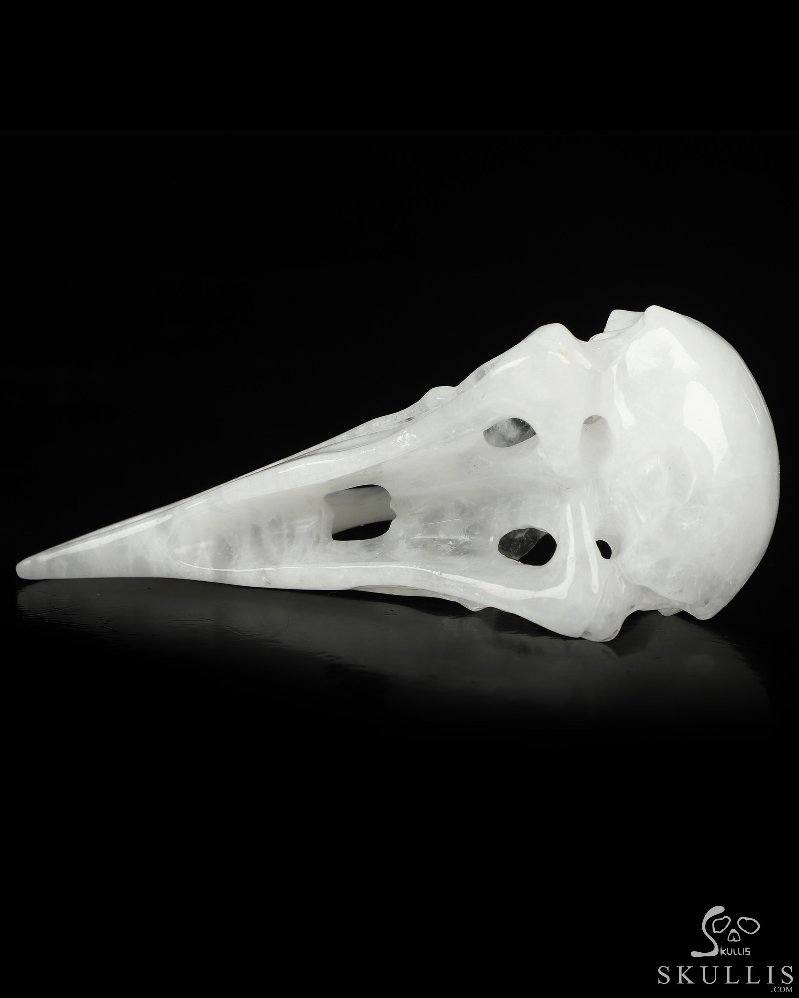 4.8" Angolan Quartz Rock Crystal Hand Carved Raven Crystal Skull Sculpture, Crystal Healing 4.8" Angolan Quartz Rock Crystal Hand Carved Raven Crystal Skull Sculpture, Crystal Healing