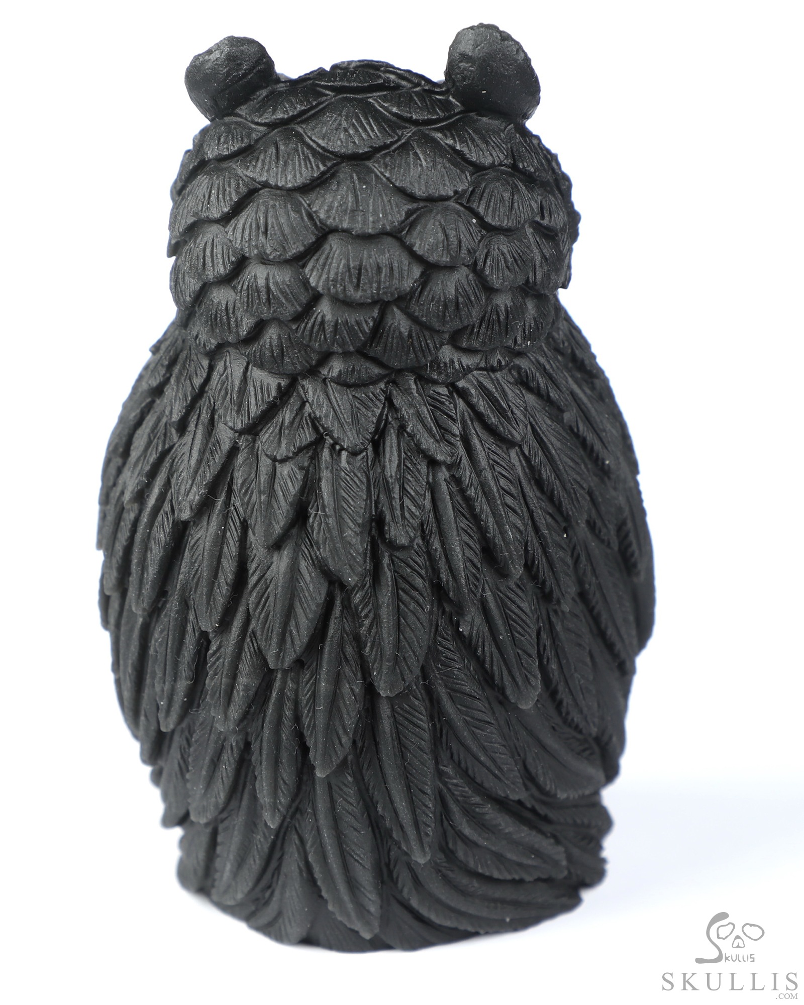 3.9" Black Obsidian Hand Carved Crystal Skull and Owl Sculpture, Crystal Healing 3.9" Black Obsidian Hand Carved Crystal Skull and Owl Sculpture, Crystal Healing