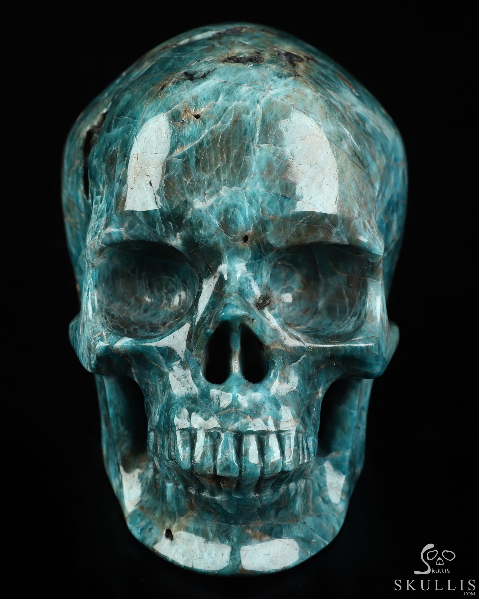 5.0" Blue Apatite Hand Carved Crystal Skull, Super Realistic, Crystal Healing 5.0" Blue Apatite Hand Carved Crystal Skull, Super Realistic, Crystal Healing
