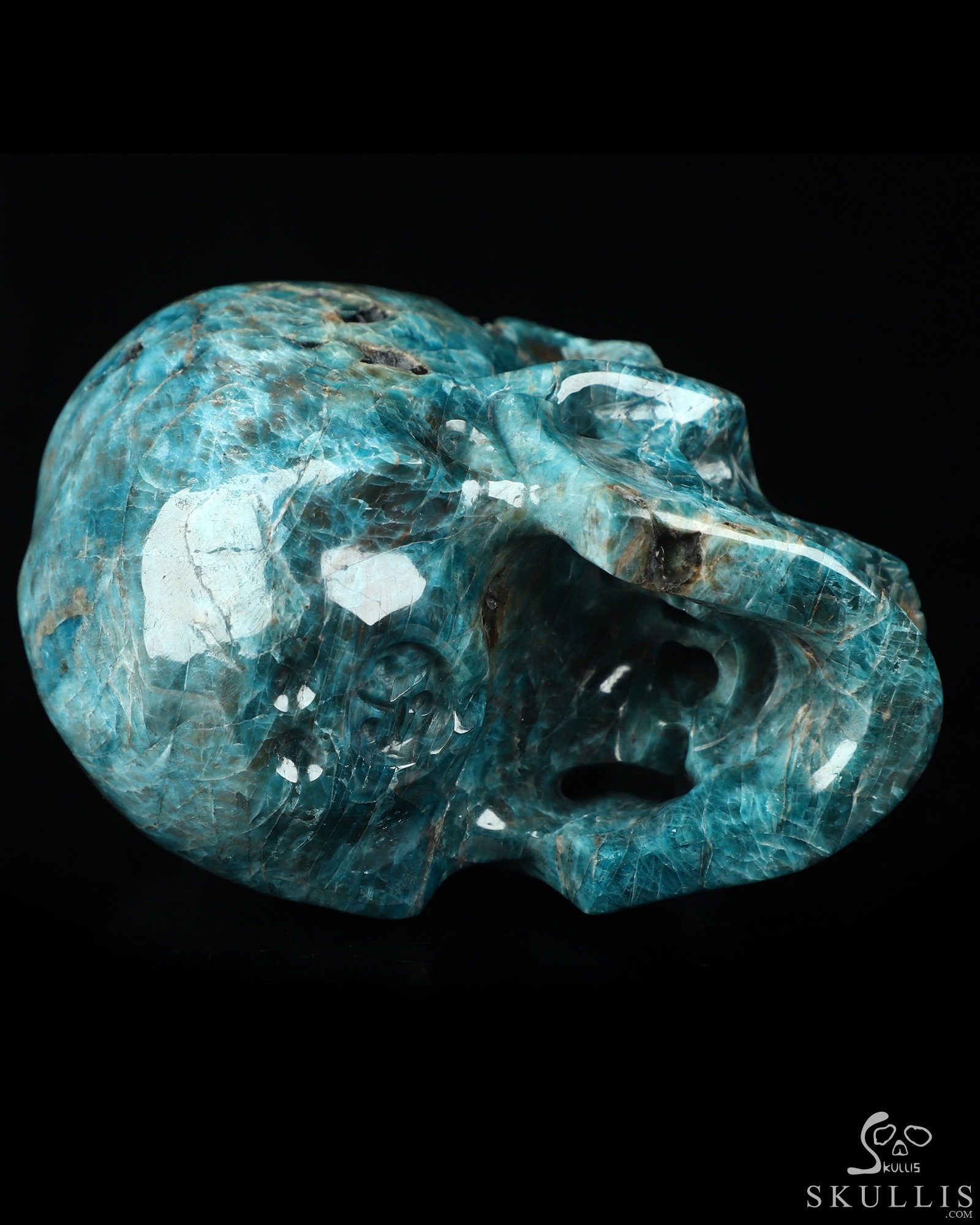 5.0" Blue Apatite Hand Carved Crystal Skull, Super Realistic, Crystal Healing 5.0" Blue Apatite Hand Carved Crystal Skull, Super Realistic, Crystal Healing