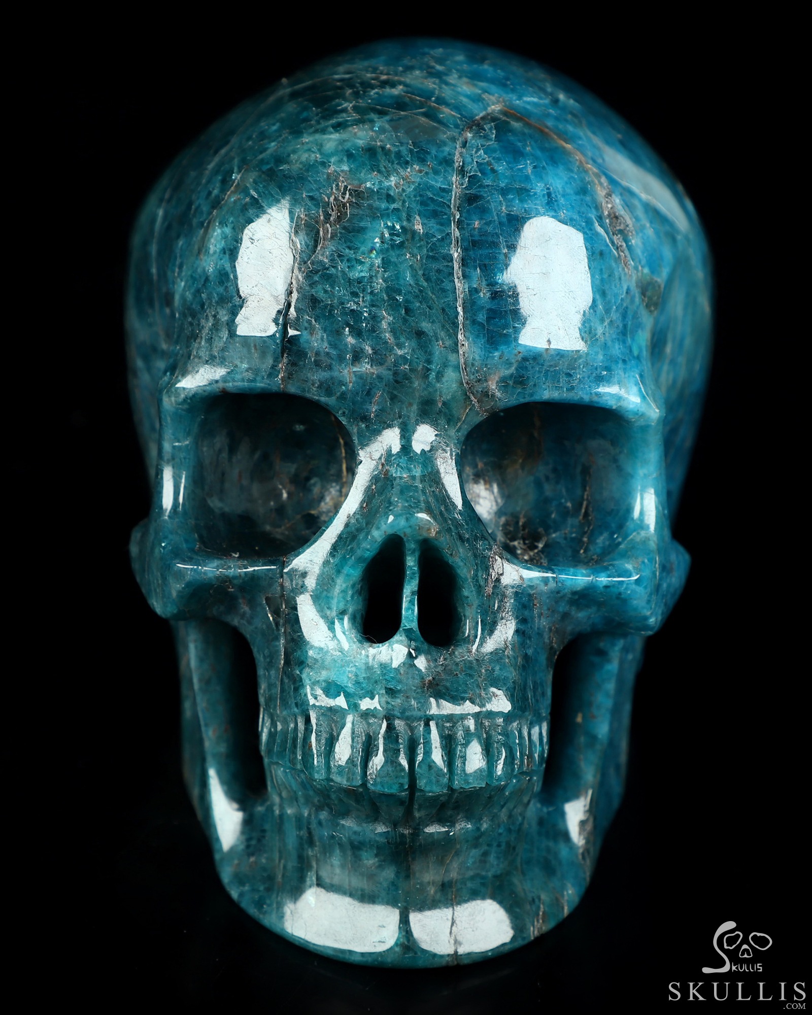4.6" Blue Apatite Hand Carved Crystal Skull, Super Realistic, Crystal Healing 4.6" Blue Apatite Hand Carved Crystal Skull, Super Realistic, Crystal Healing