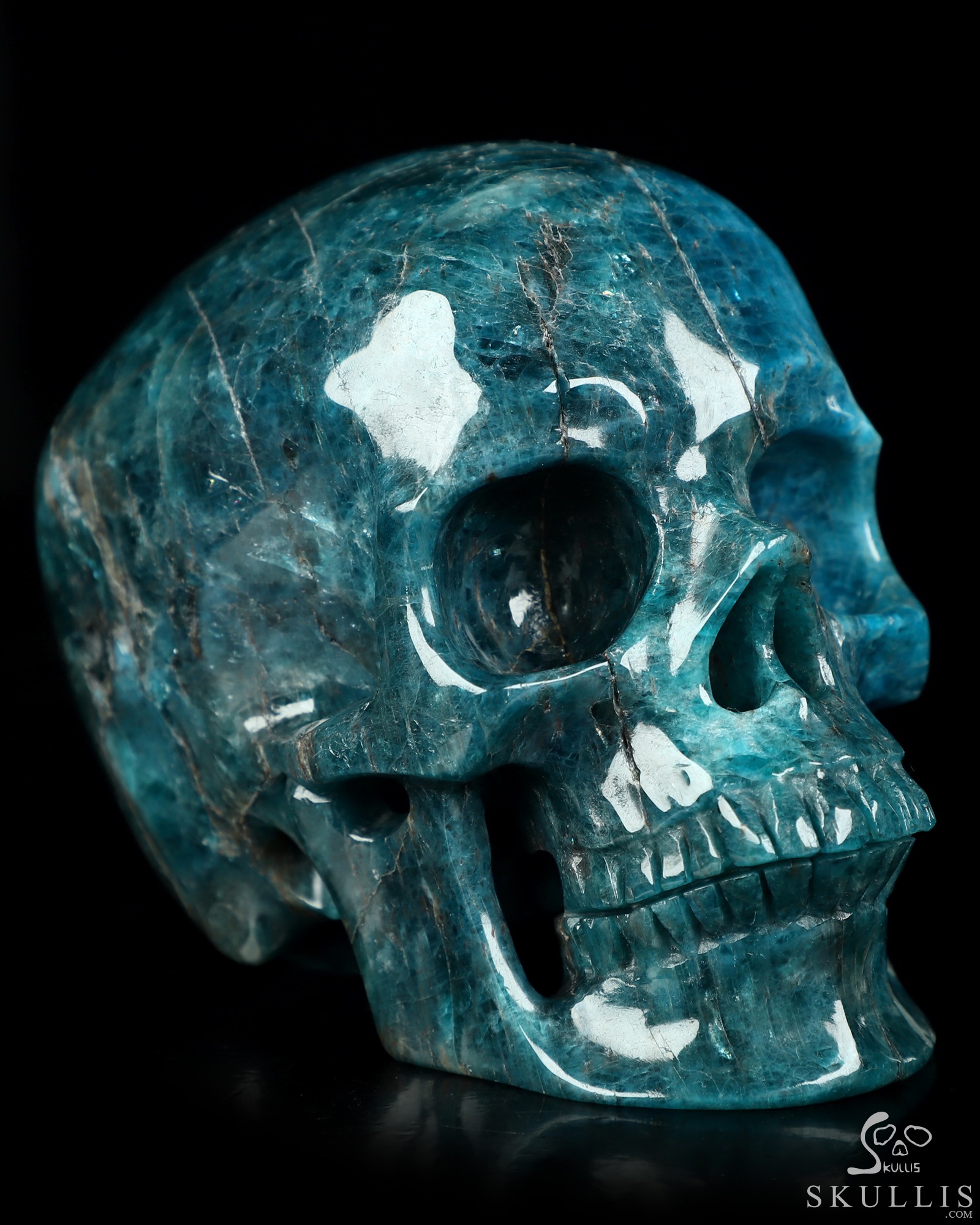 4.6" Blue Apatite Hand Carved Crystal Skull, Super Realistic, Crystal Healing 4.6" Blue Apatite Hand Carved Crystal Skull, Super Realistic, Crystal Healing