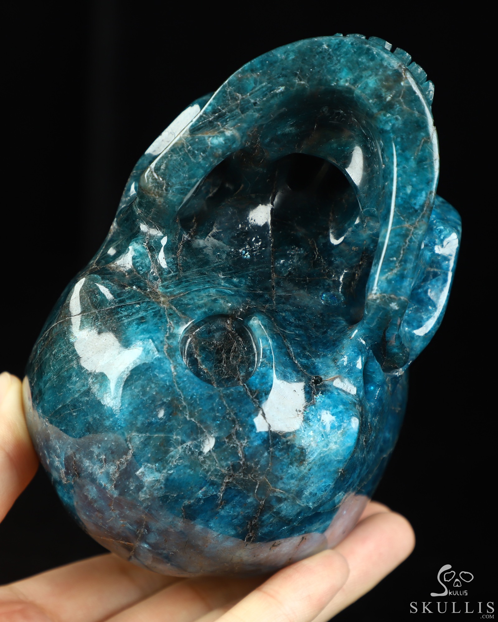 4.6" Blue Apatite Hand Carved Crystal Skull, Super Realistic, Crystal Healing 4.6" Blue Apatite Hand Carved Crystal Skull, Super Realistic, Crystal Healing