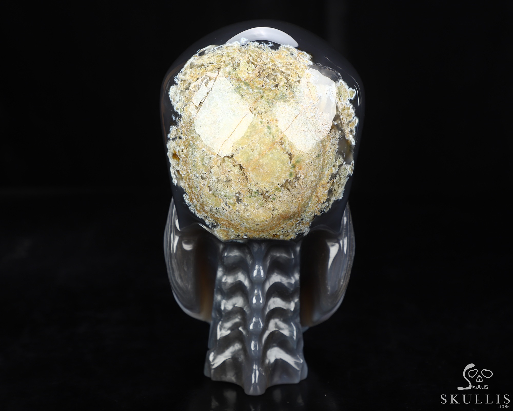 Bearded Skull - 6.1" Gray & White Agate Hand Carved Crystal Skull Fine Art Sculpture, Crystal Healing Bearded Skull - 6.1" Gray & White Agate Hand Carved Crystal Skull Fine Art Sculpture, Crystal Healing