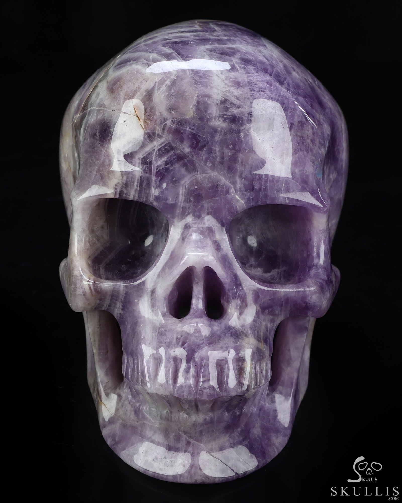 Lifesized 6.8" Dream Chevron Amethyst Hand Carved Crystal Skull, Super Realistic, Crystal Healing Lifesized 6.8" Dream Chevron Amethyst Hand Carved Crystal Skull, Super Realistic, Crystal Healing