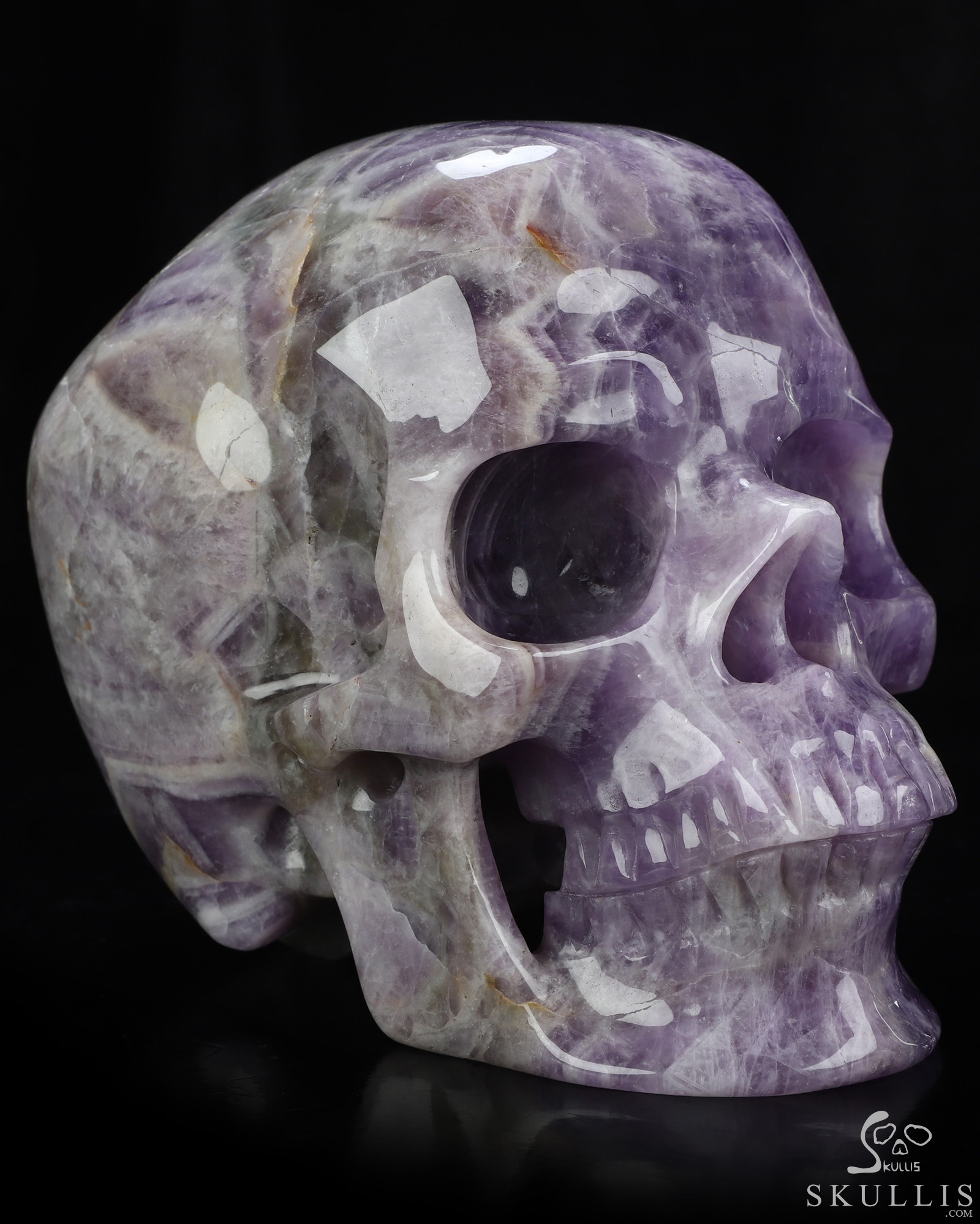 Lifesized 6.8" Dream Chevron Amethyst Hand Carved Crystal Skull, Super Realistic, Crystal Healing Lifesized 6.8" Dream Chevron Amethyst Hand Carved Crystal Skull, Super Realistic, Crystal Healing