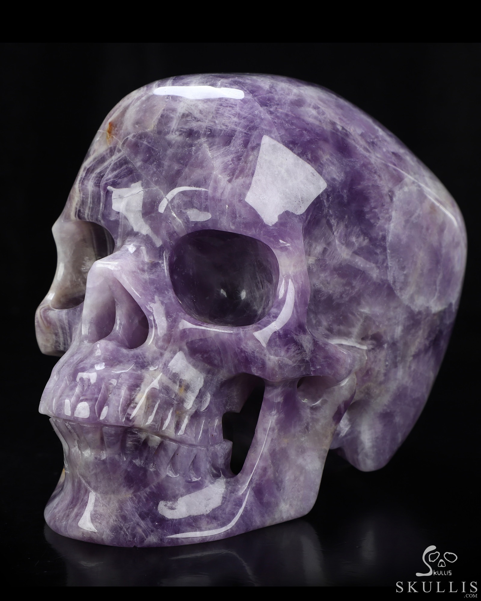 Lifesized 6.8" Dream Chevron Amethyst Hand Carved Crystal Skull, Super Realistic, Crystal Healing Lifesized 6.8" Dream Chevron Amethyst Hand Carved Crystal Skull, Super Realistic, Crystal Healing