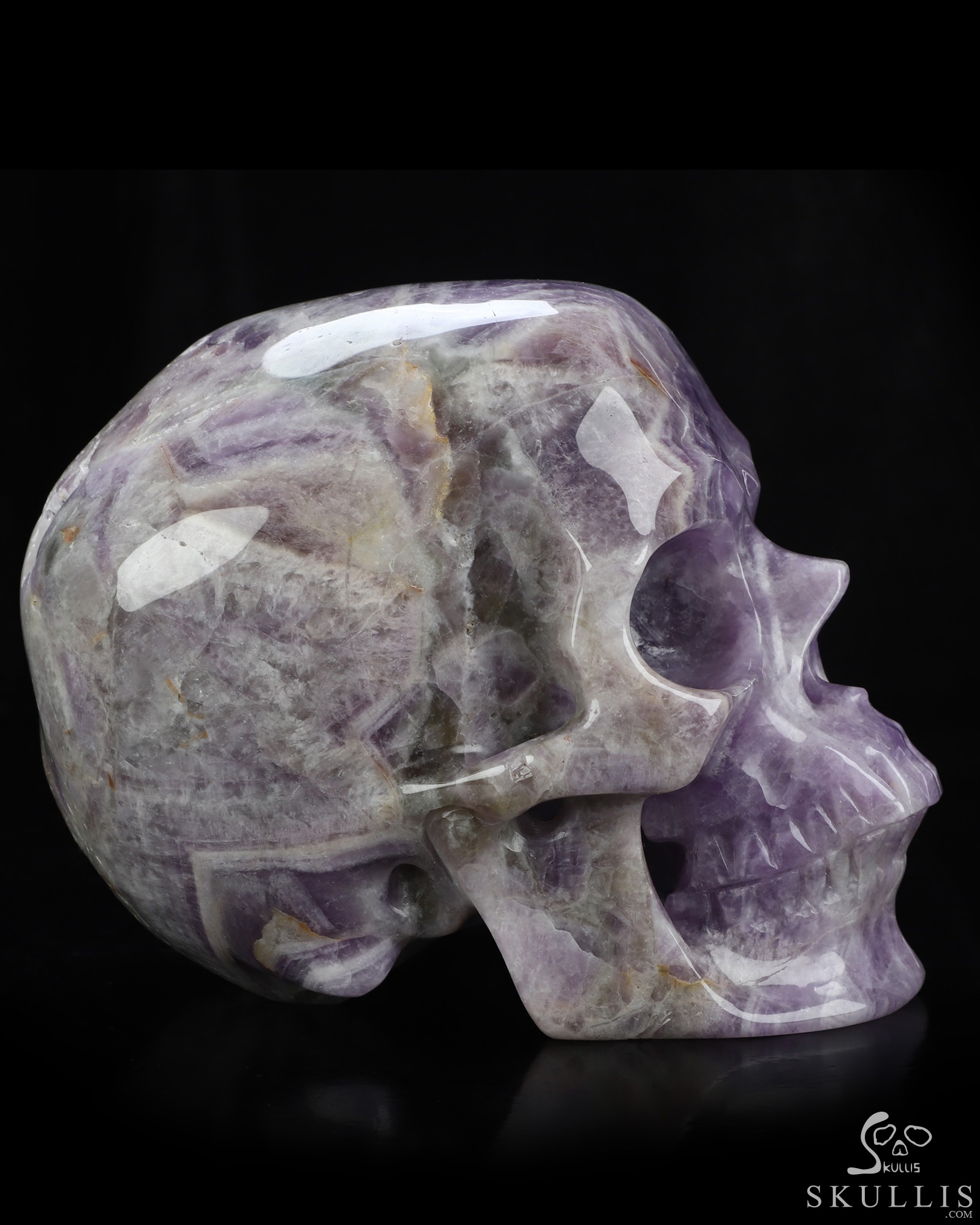 Lifesized 6.8" Dream Chevron Amethyst Hand Carved Crystal Skull, Super Realistic, Crystal Healing Lifesized 6.8" Dream Chevron Amethyst Hand Carved Crystal Skull, Super Realistic, Crystal Healing